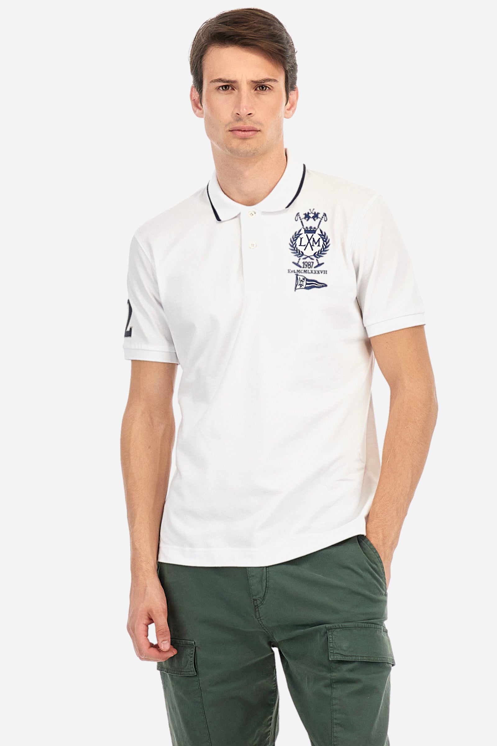 Regular-fit polo shirt in elasticated cotton - Arkell