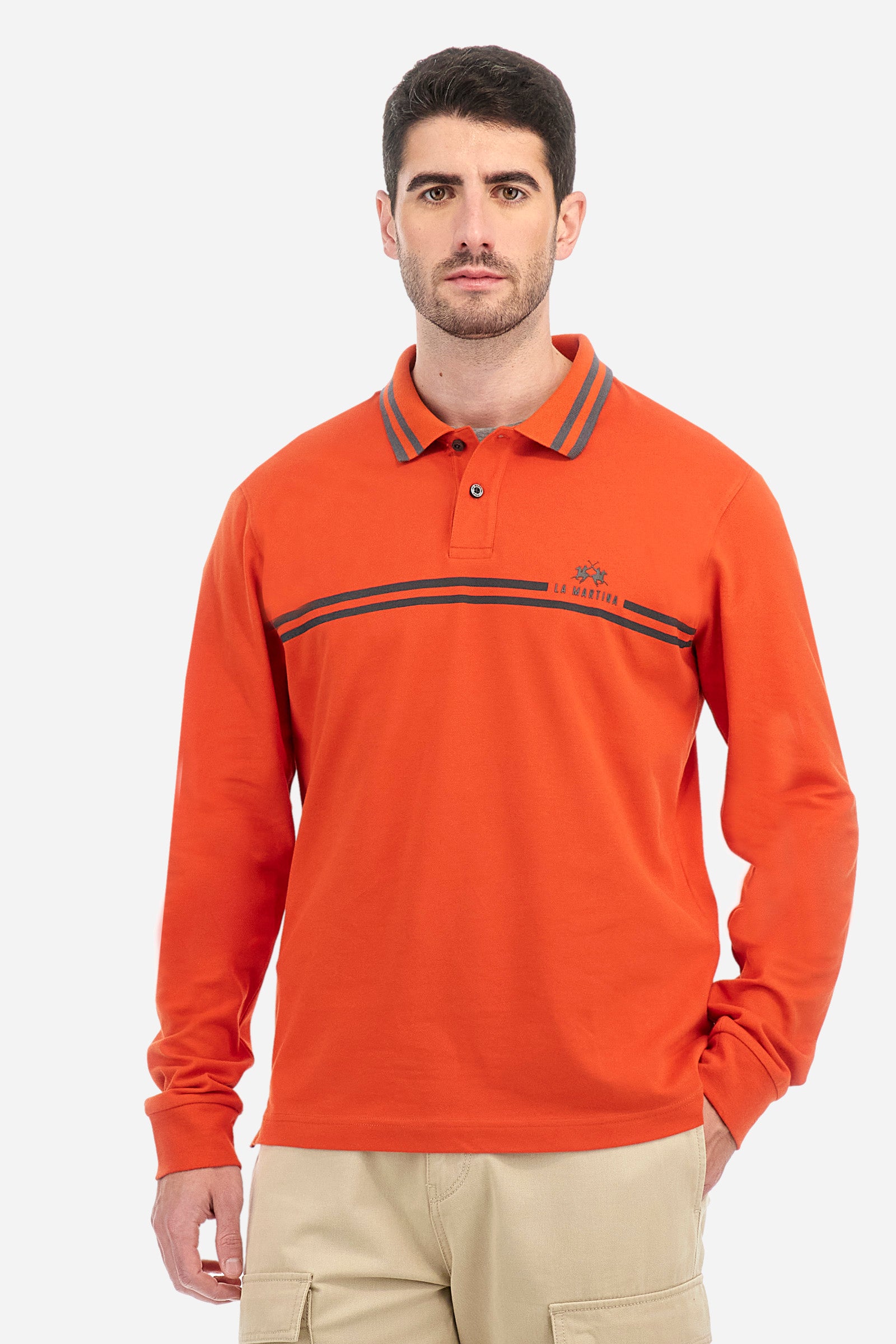 Regular fit polo shirt in stretch cotton - Zacary