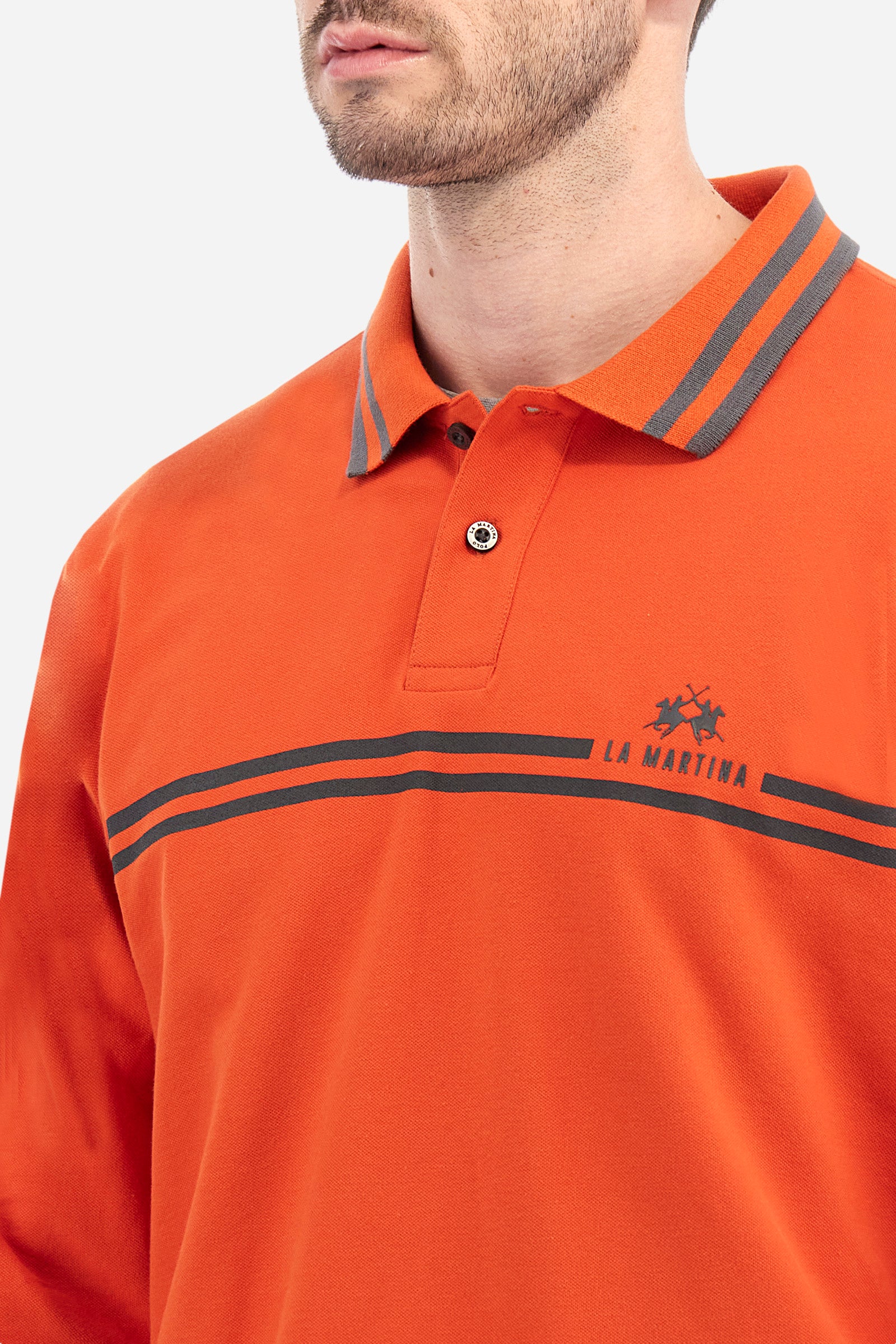 Regular fit polo shirt in stretch cotton - Zacary