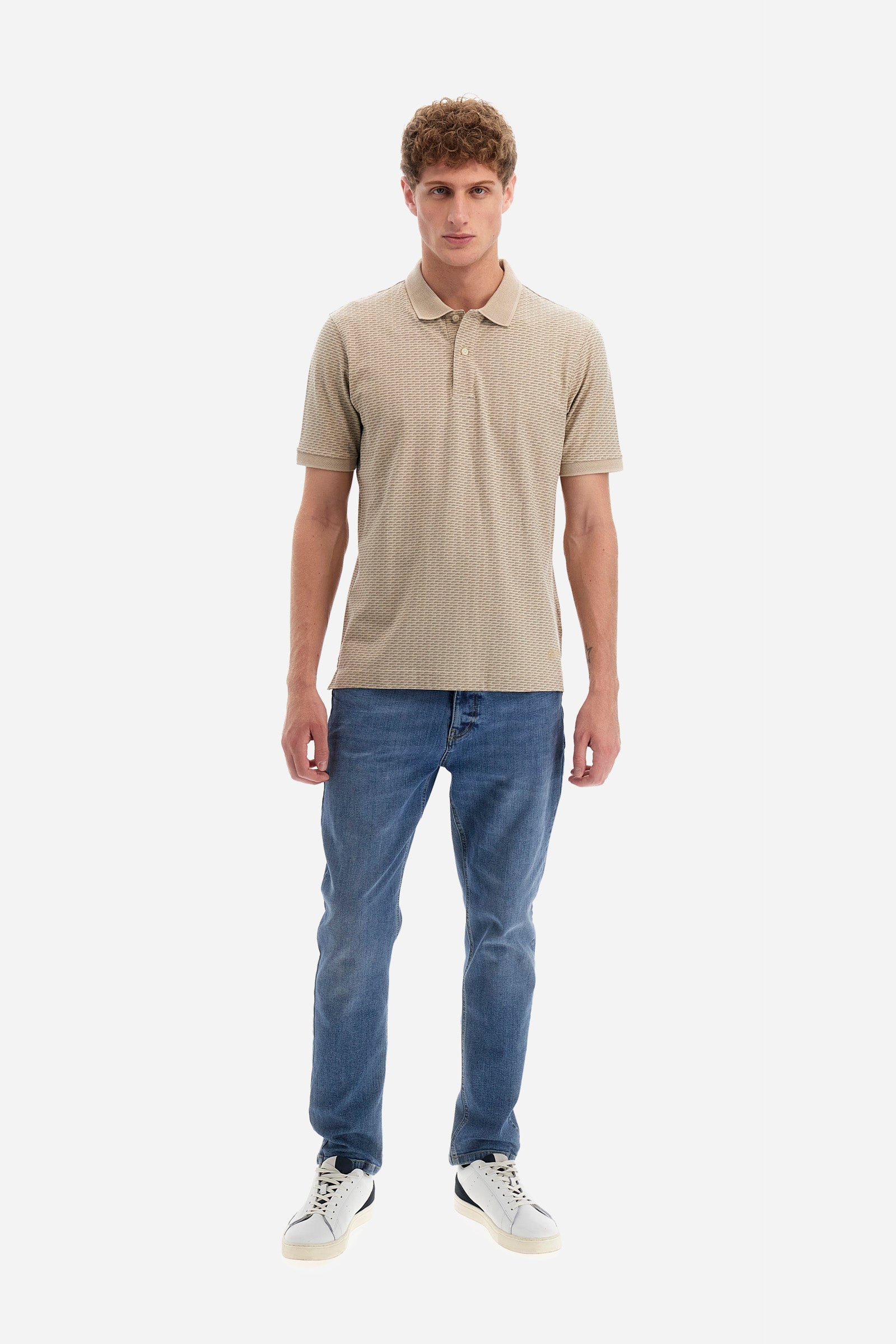 Regular-fit polo shirt in elasticated cotton - Yutaka