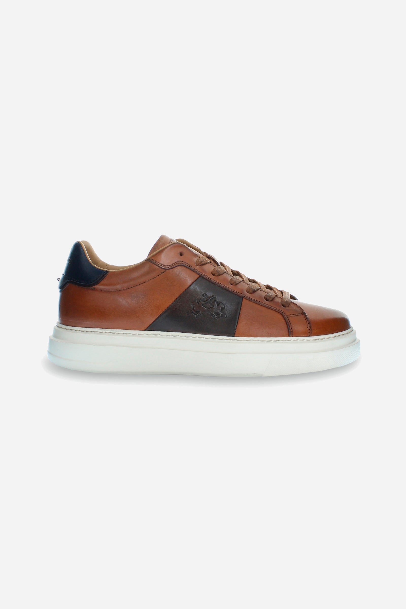 Baskets pour homme en cuir multicolore