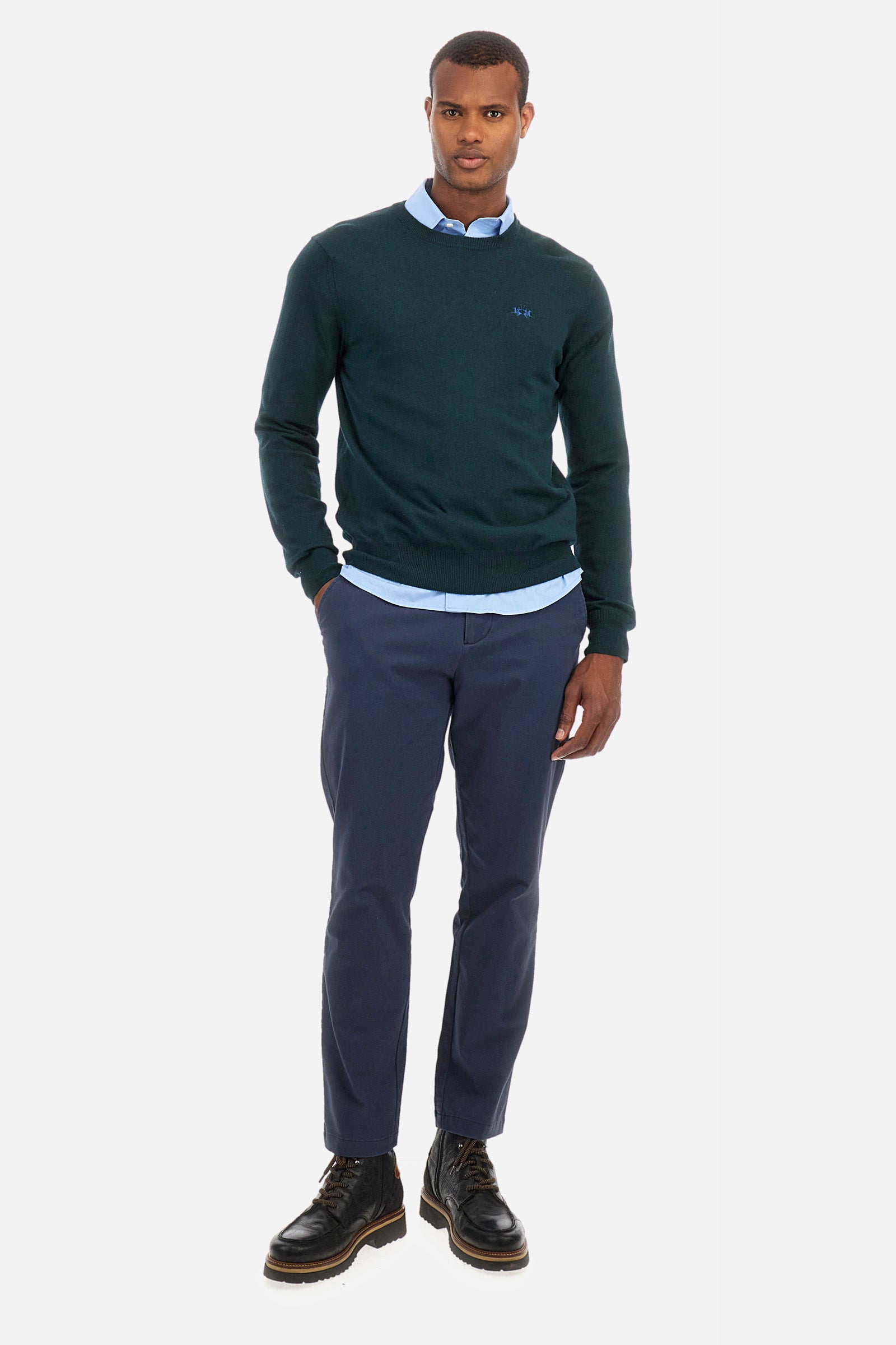 Regular fit pullover in cotton and wool - Zayden