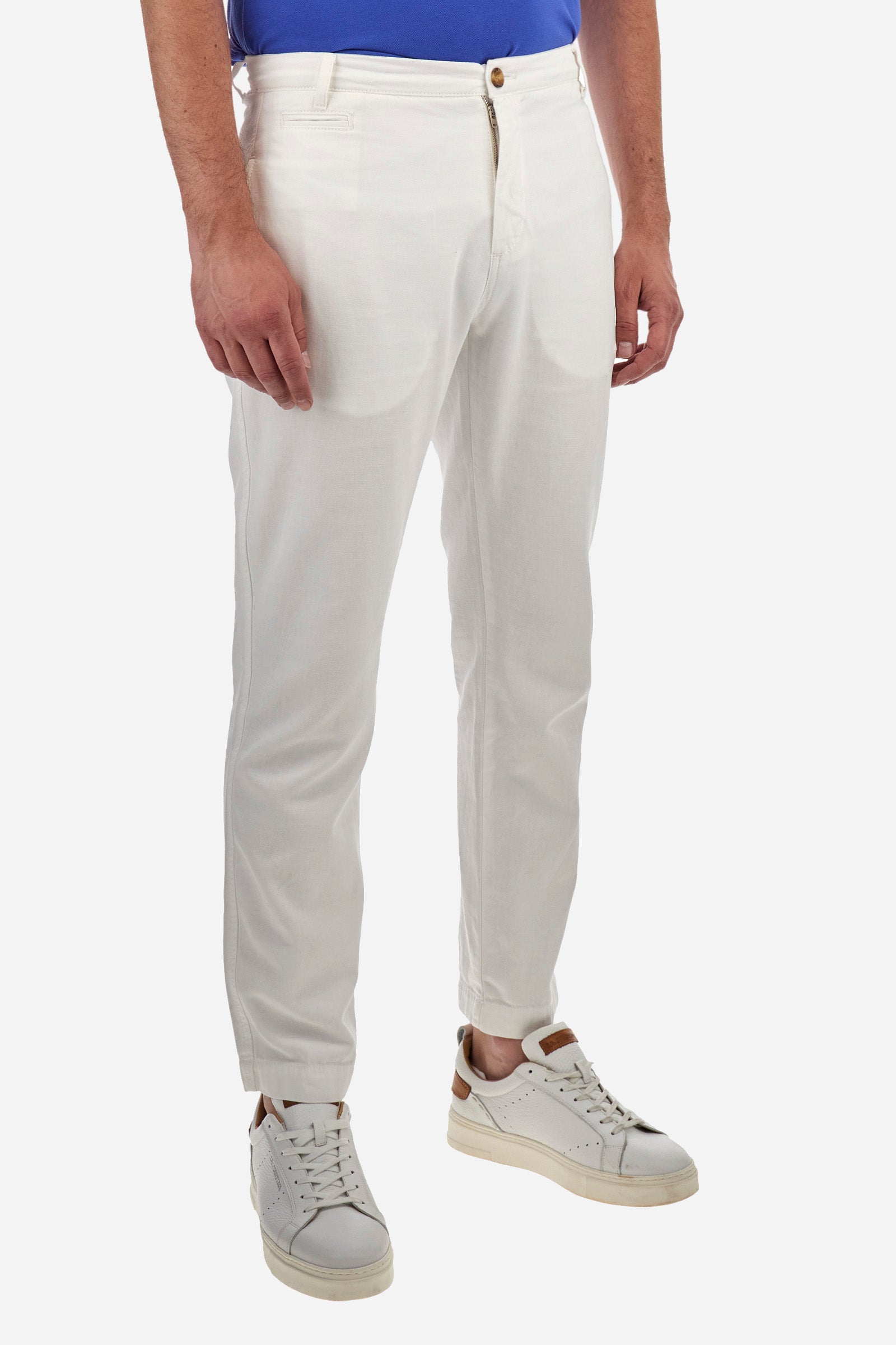 Regular-fit cotton and linen chinos - Yasuhiko