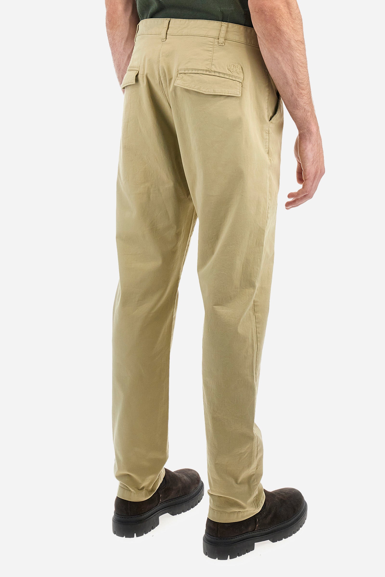 Regular-fit elasticated cotton chino trousers - Siard