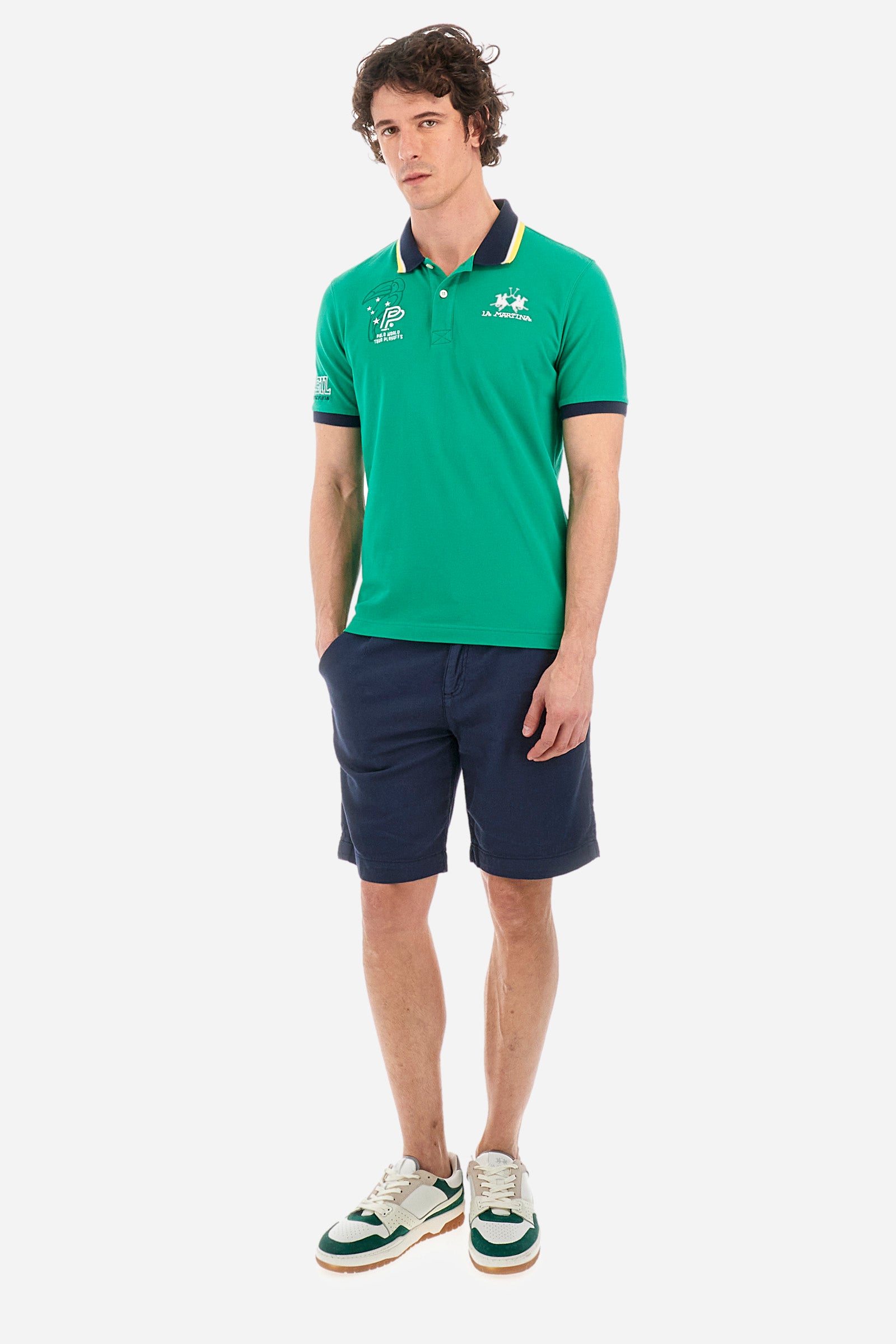 Regular-fit polo shirt in elasticated cotton - Youri