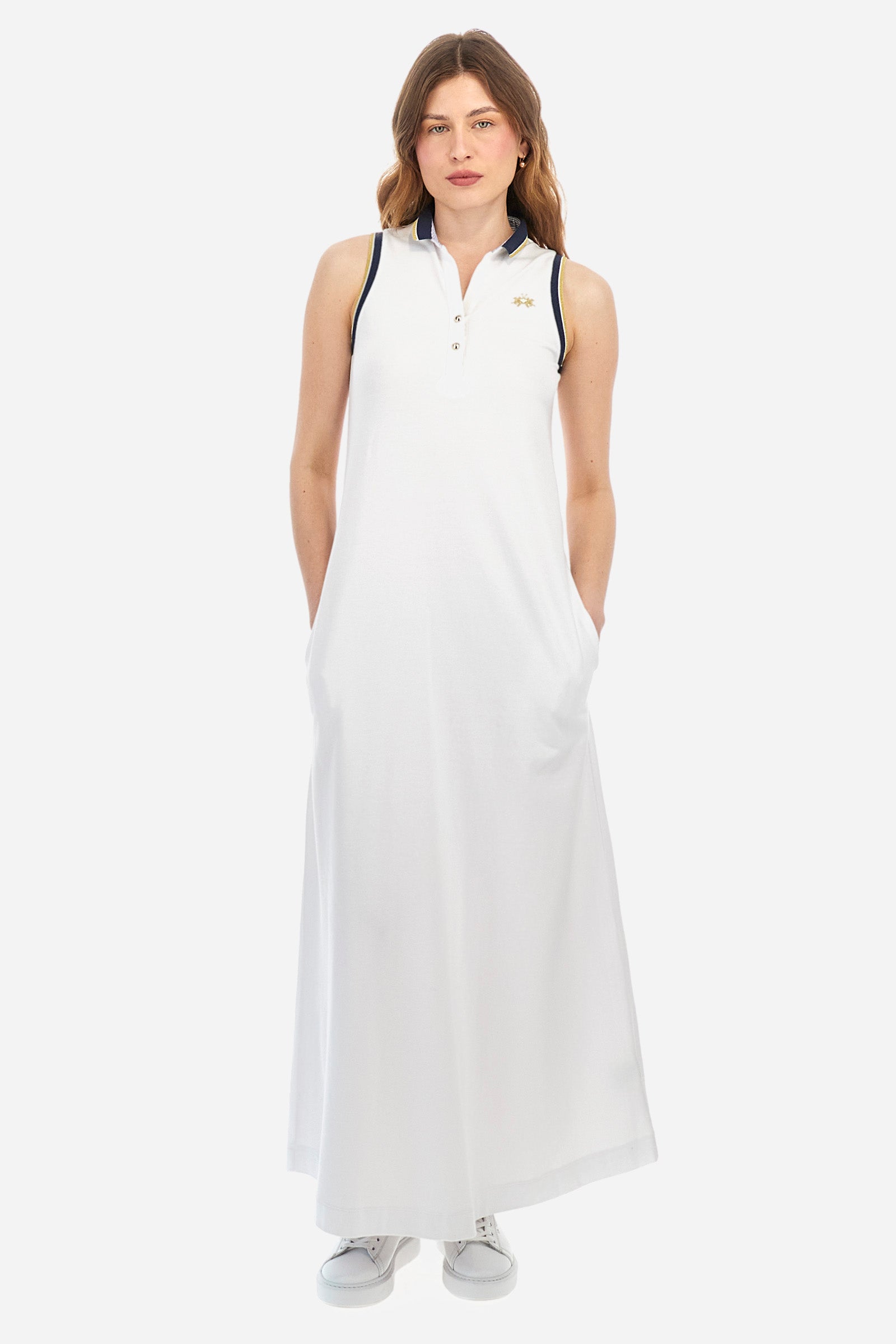 Regular-fit sleeveless dress in elasticated cotton - Yanae