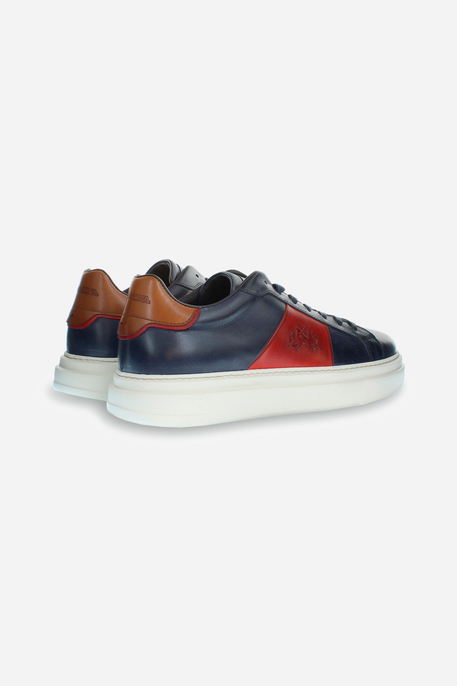 Baskets pour homme en cuir multicolore