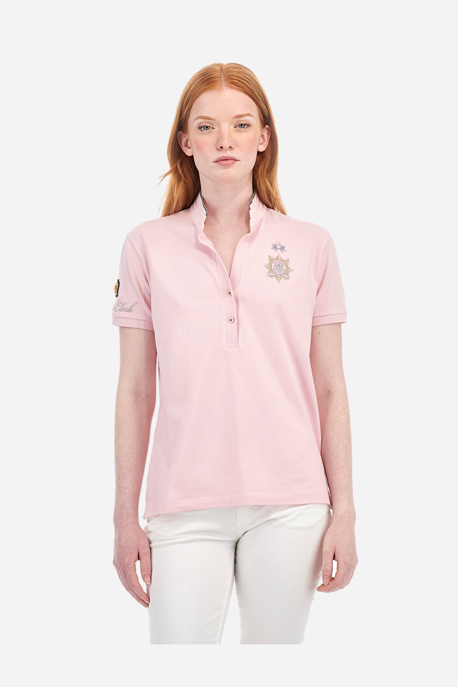 Poloshirt aus Strech-Piqué-Baumwolle mit normaler Passform – Ambra