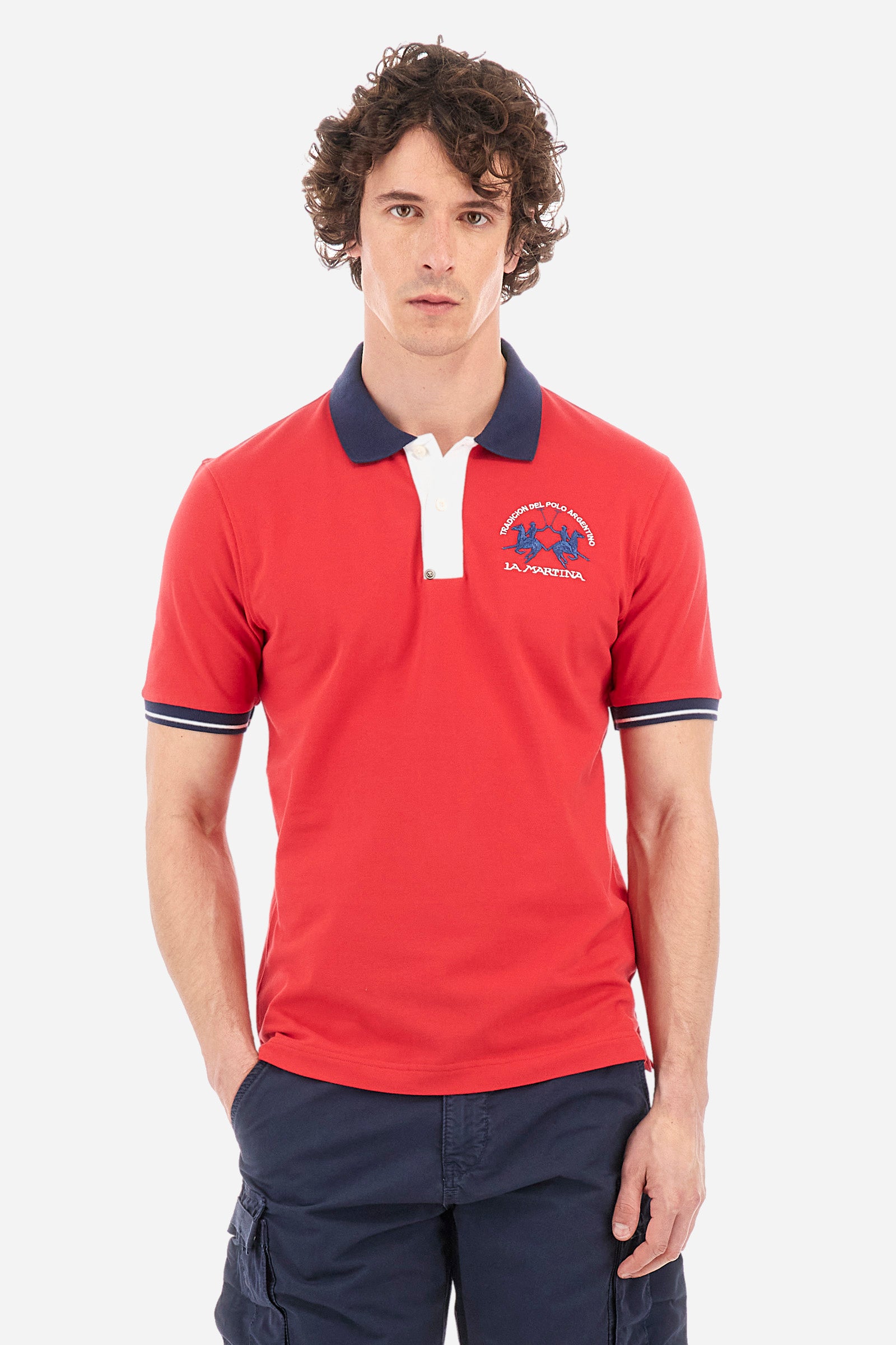 Slim-fit polo shirt in elasticated cotton - Trixie