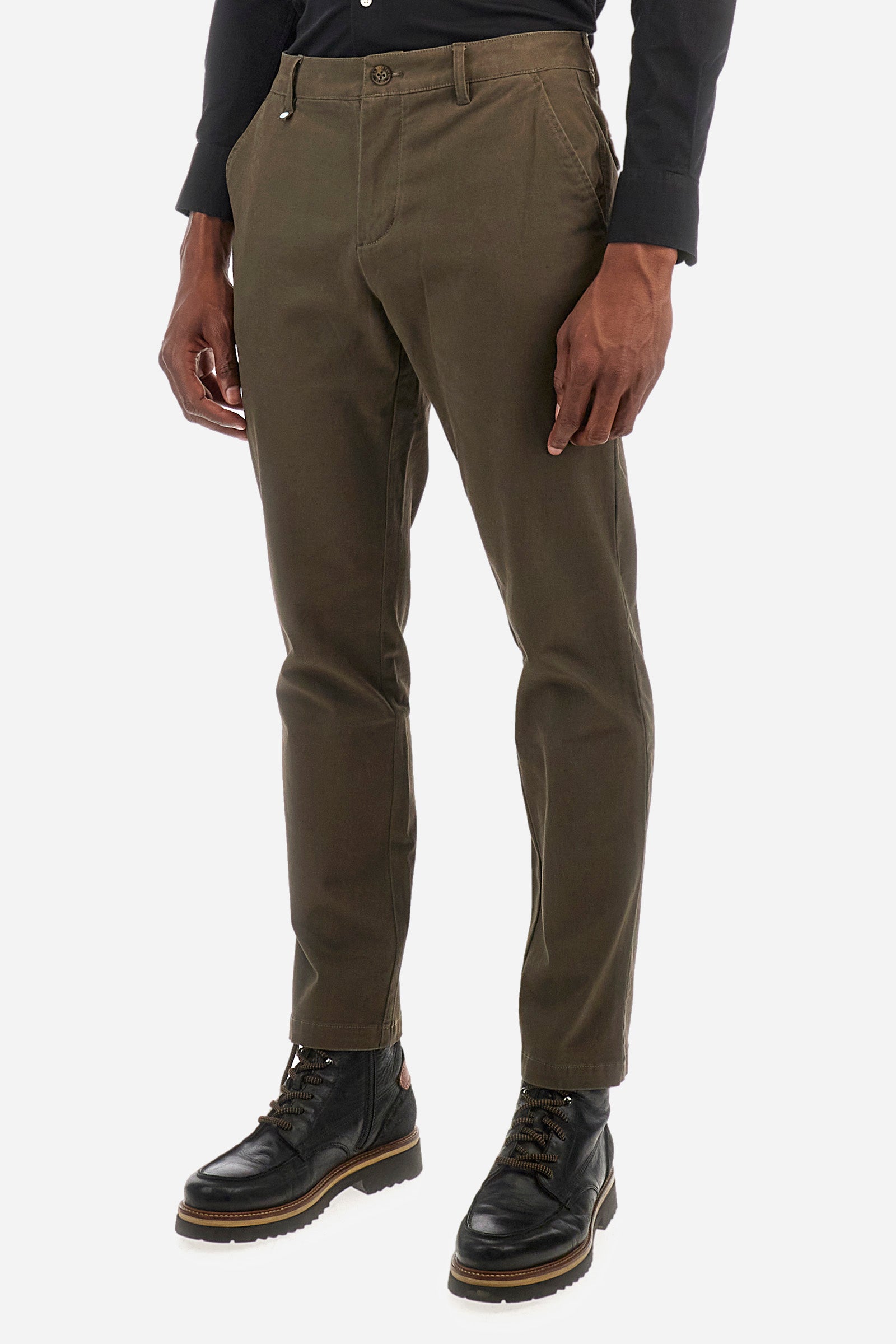 Pantalone chino regular fit in cotone elasticizzato - Zenovio