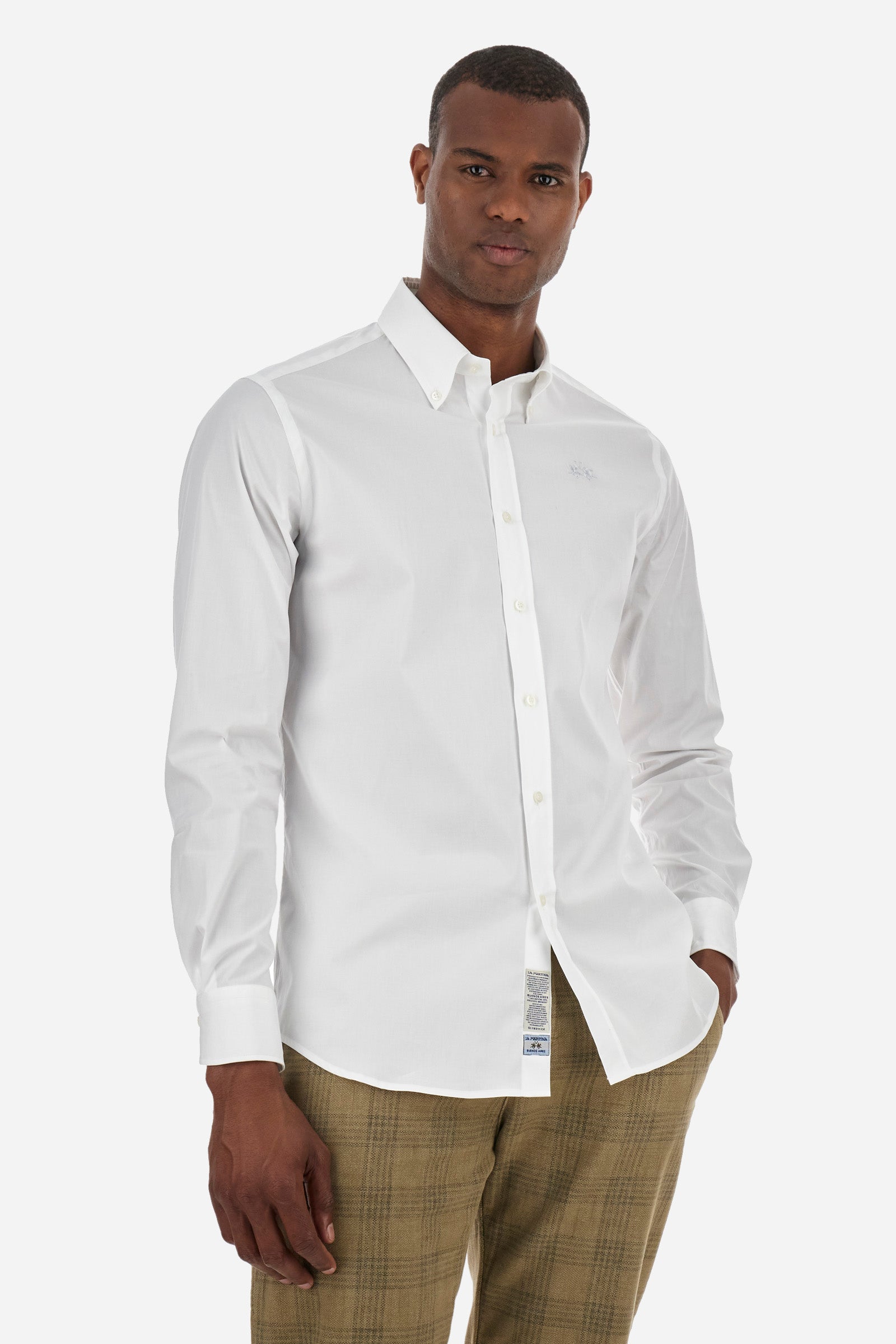 Plain-coloured cotton shirt