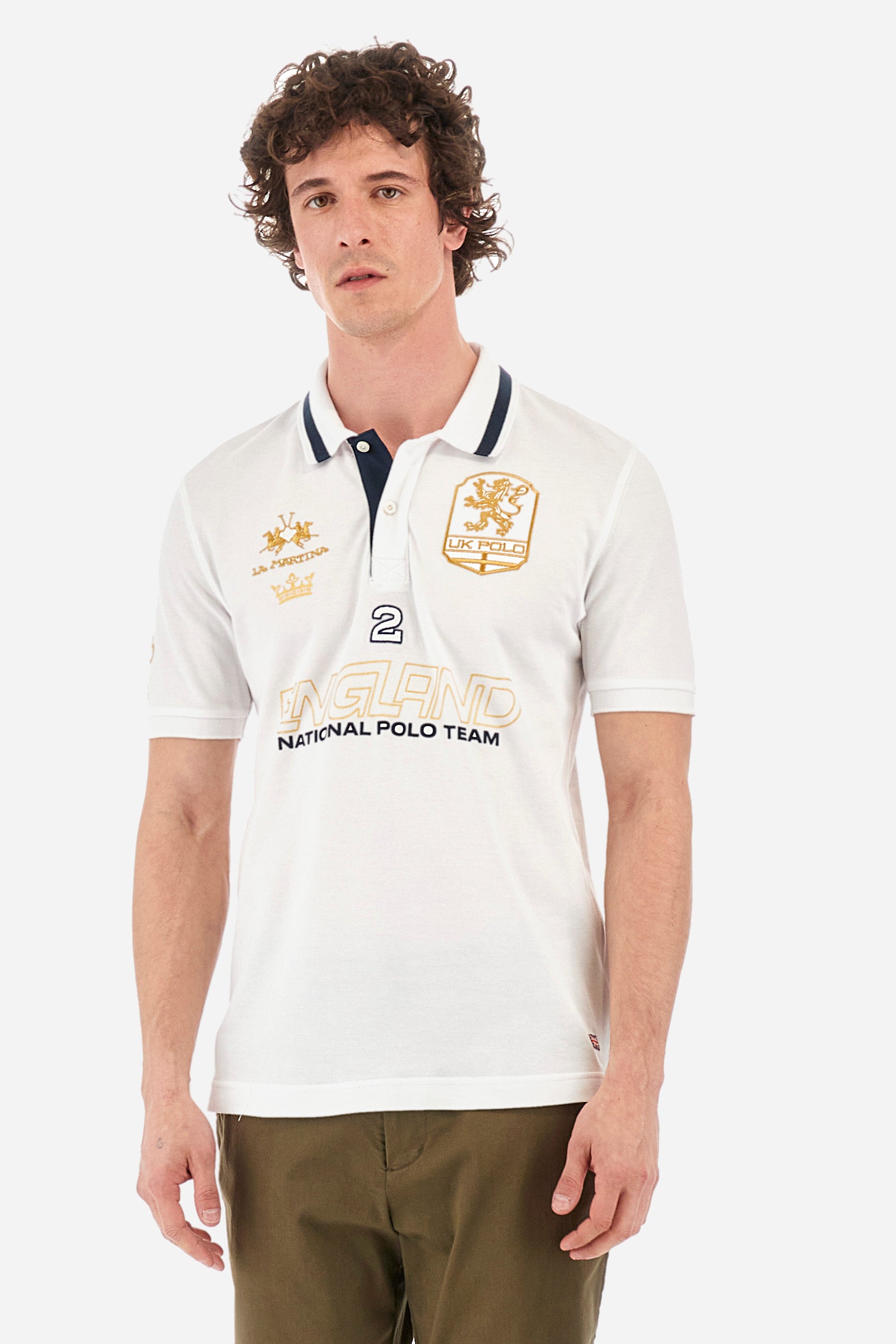 Regular-fit polo shirt in elasticated cotton - Yitzhak