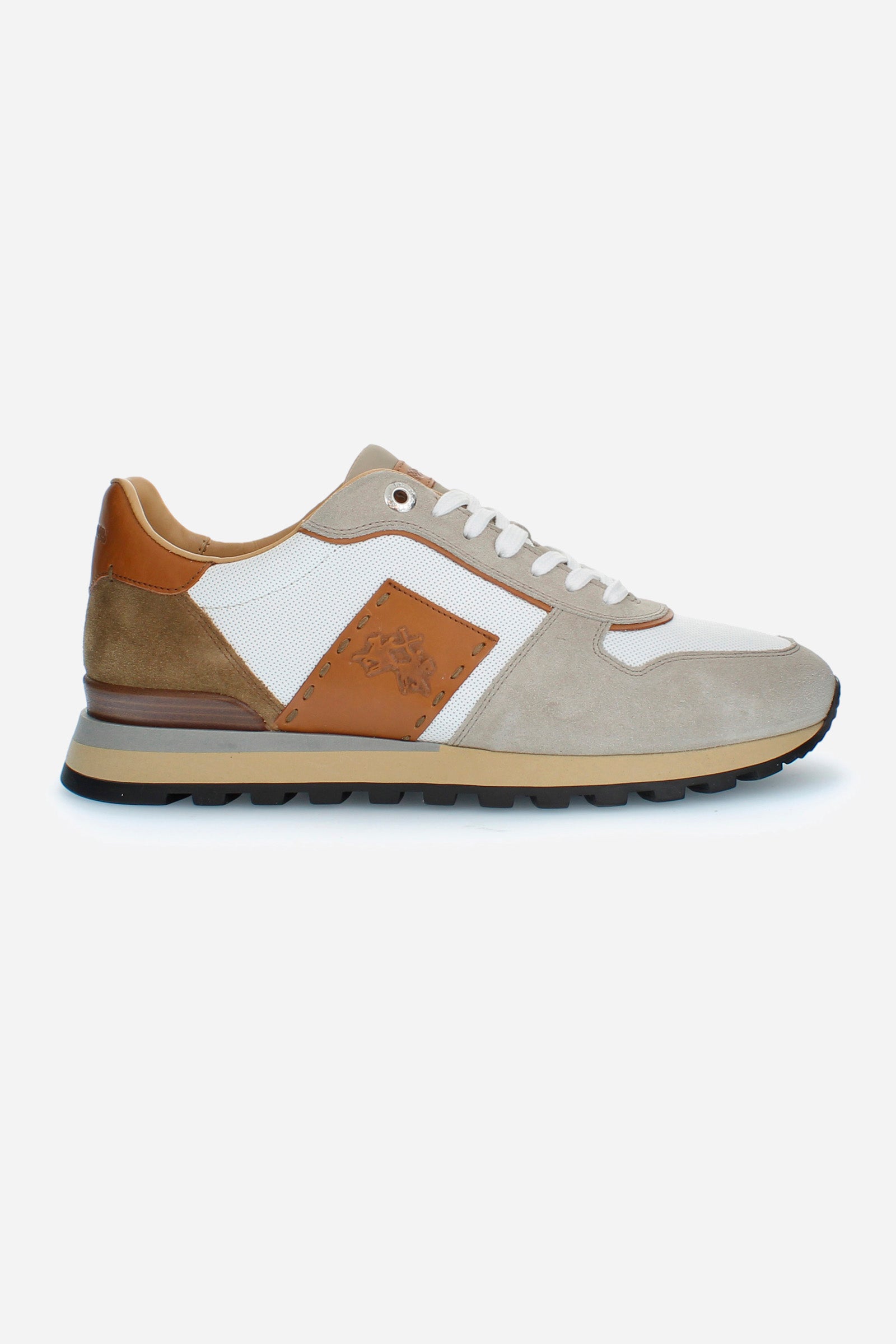Men's trainers in multi-colour canvas and suede