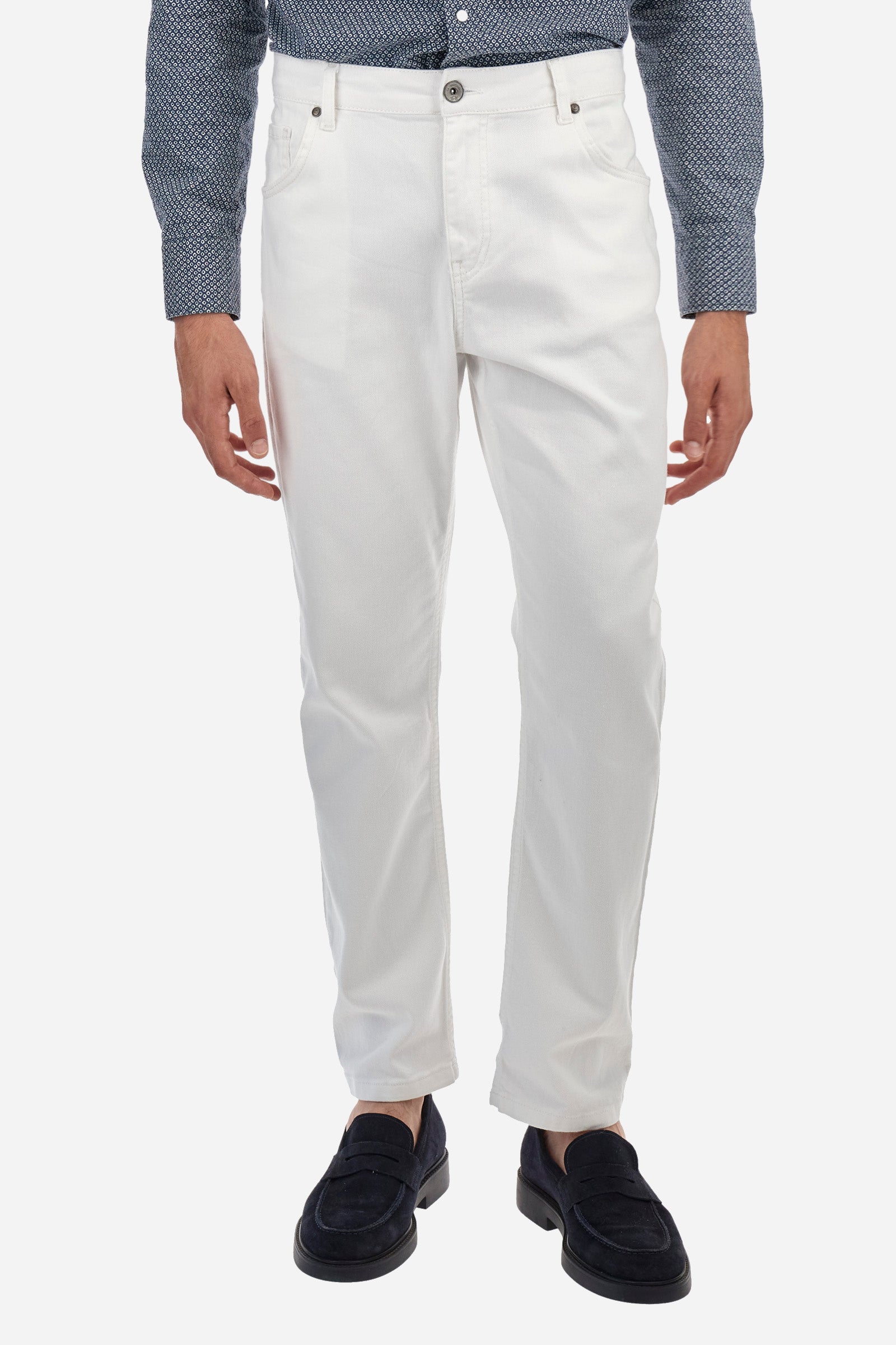 Pantalon coupe classique en drill de coton extensible - Yuszef