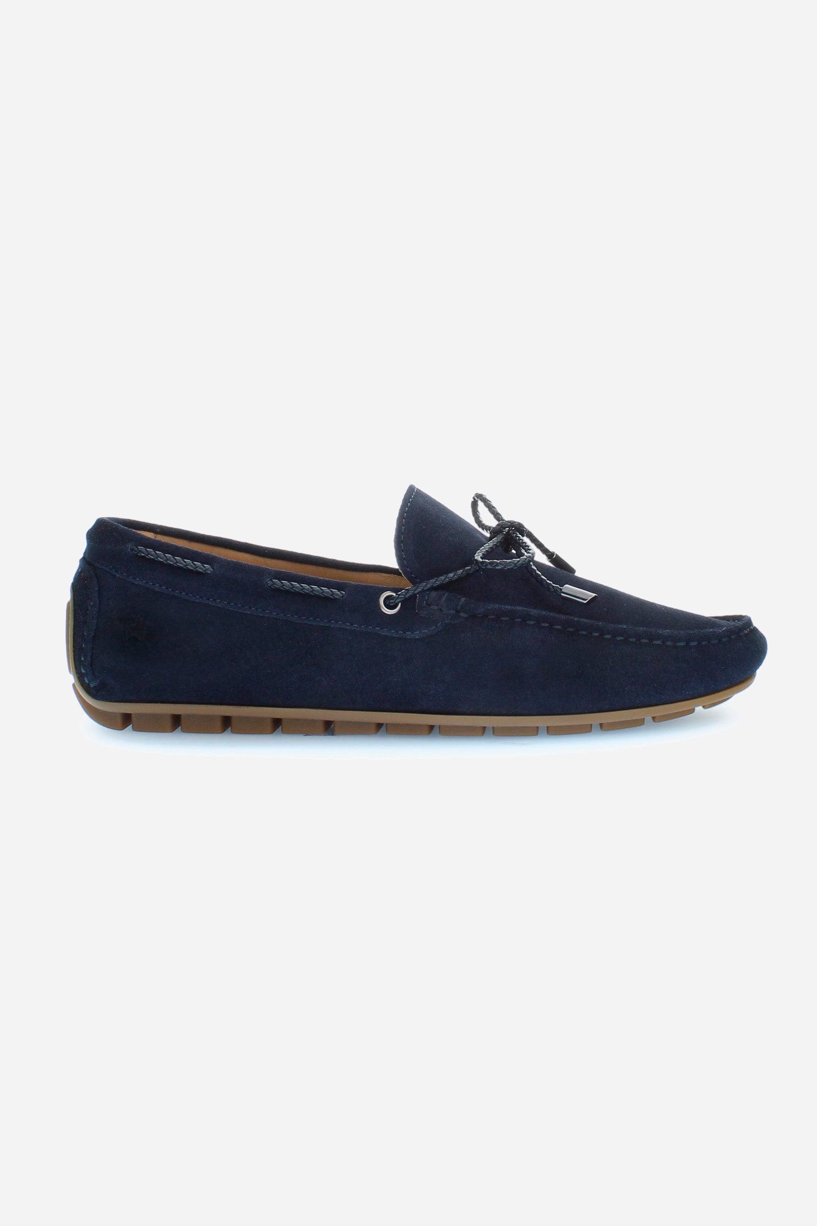 Men's suede loafers with laces