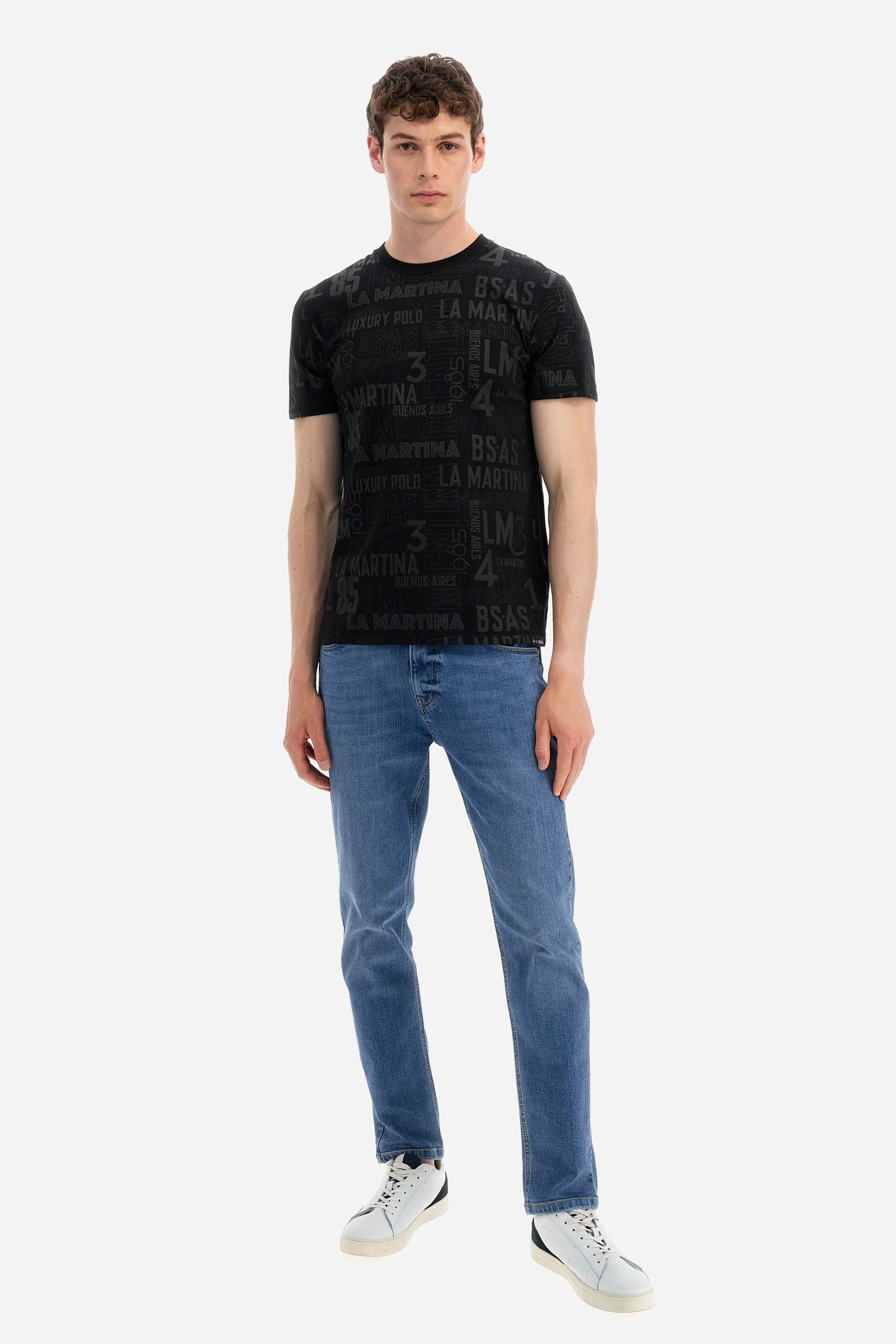T-shirt regular fit in cotone elasticizzato - Yvo