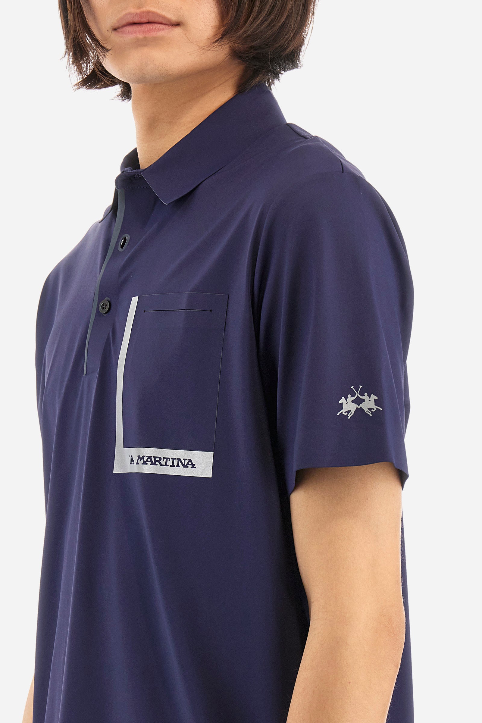 Regular-fit polo shirt in synthetic fabric - Yosemite