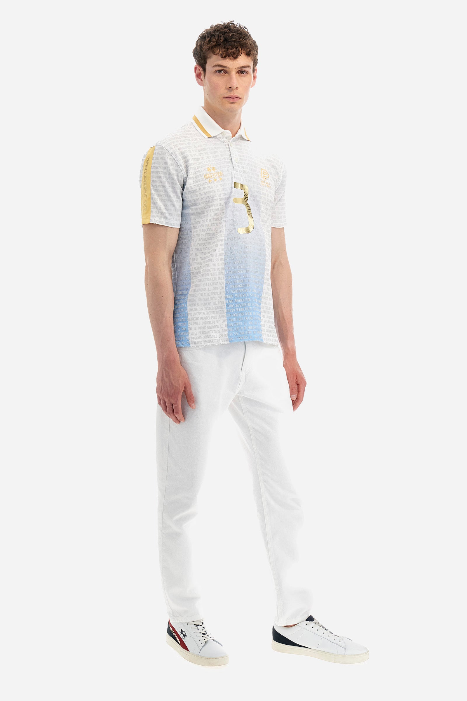Regular-fit polo shirt in elasticated cotton - Yoshiya