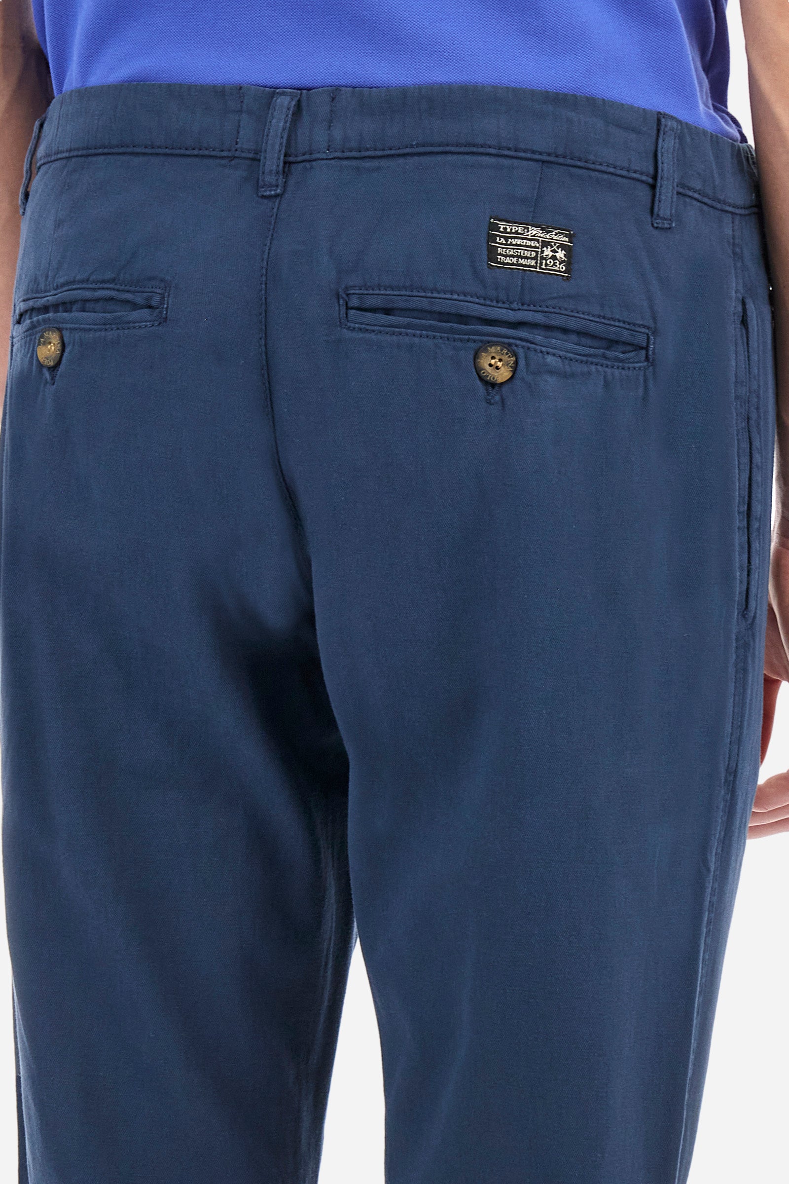 Pantalone chino in cotone e lino regular fit - Yasuhiko