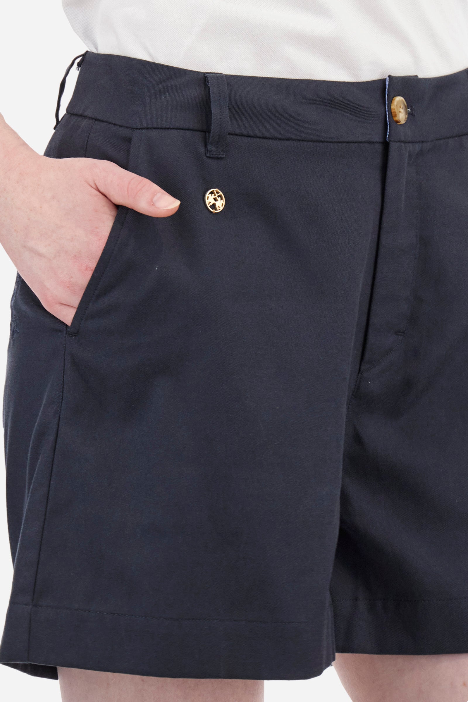 Regular-fit cotton and modal Bermuda shorts - Anica