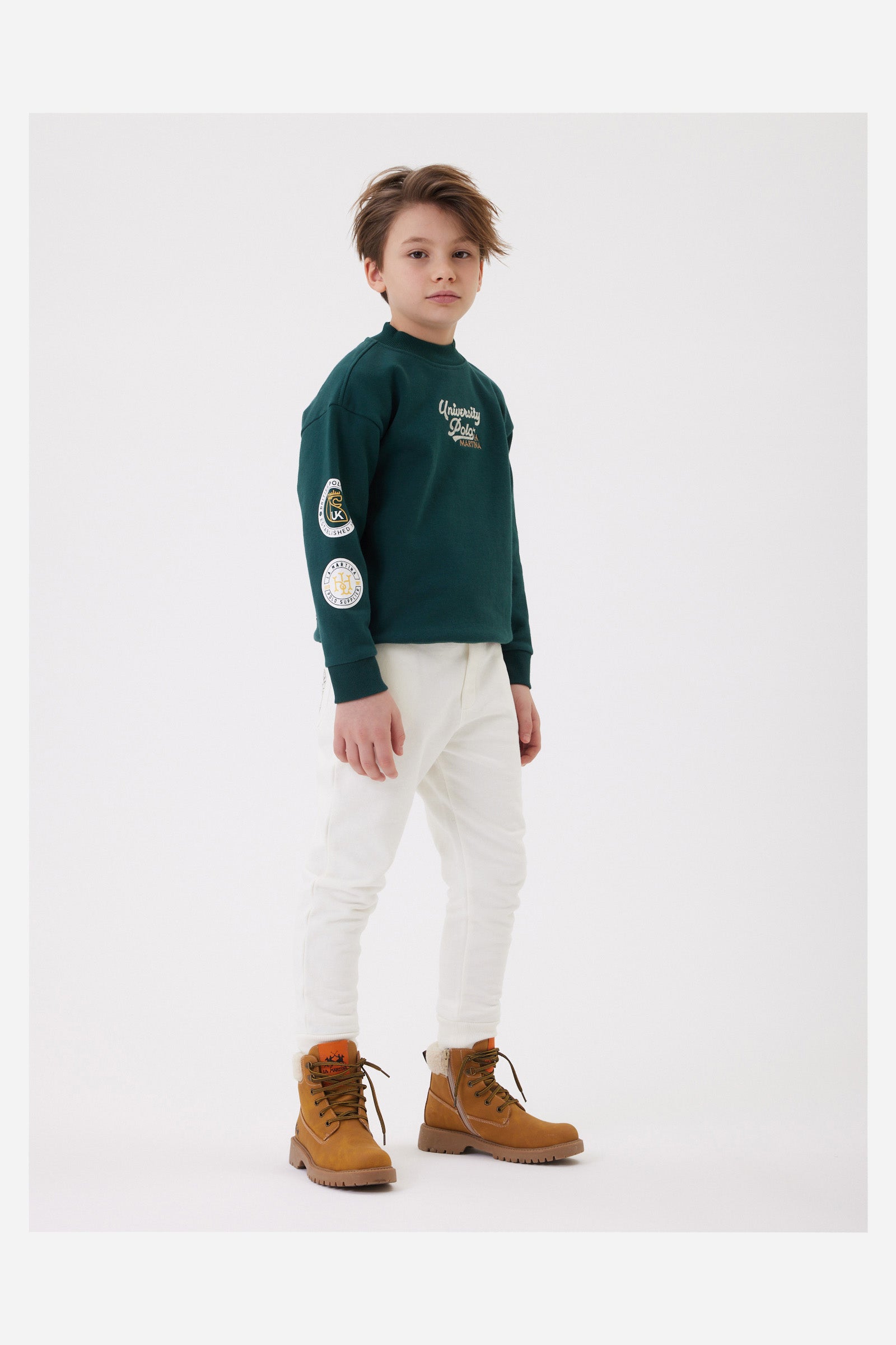 Boy's crew-neck college-style sweatshirt