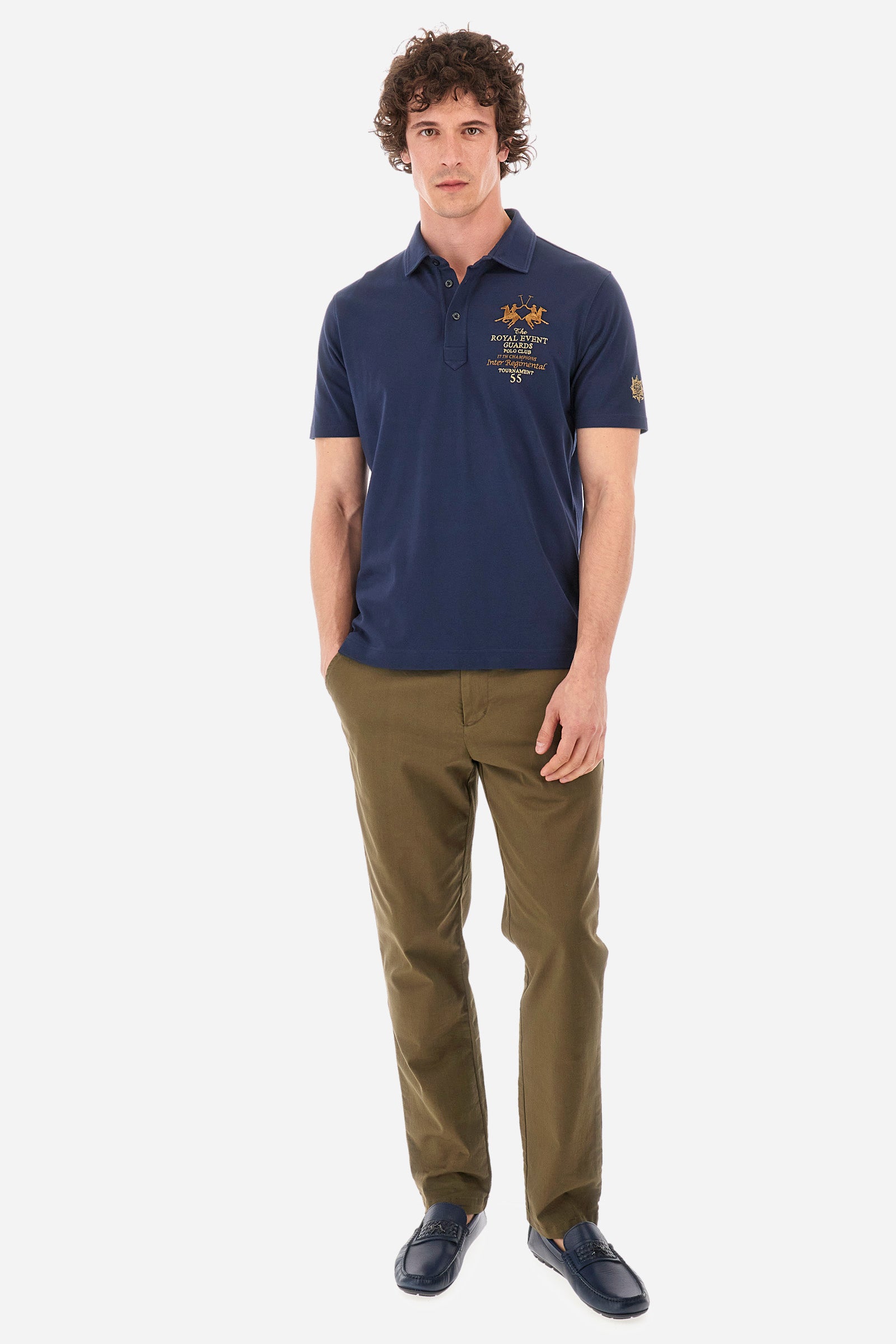 Regular-fit polo shirt in elasticated cotton - Yoel