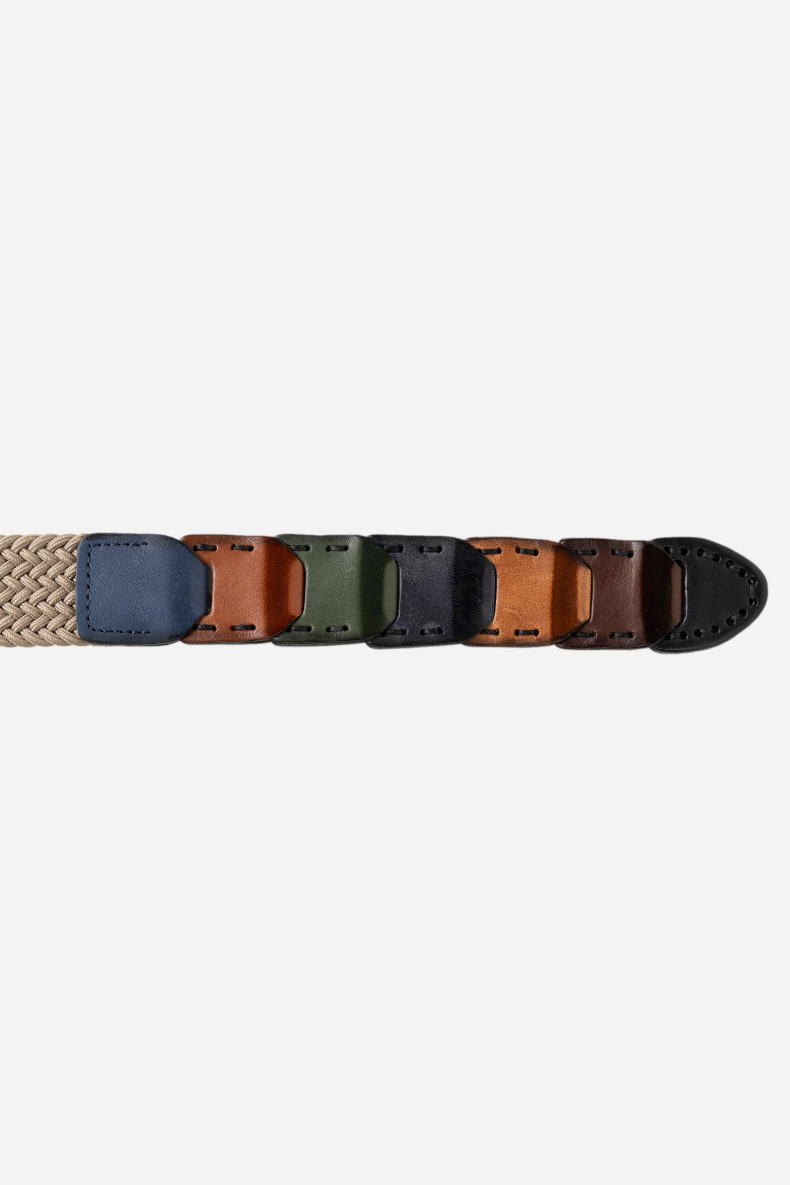 Men's belt in leather and fabric