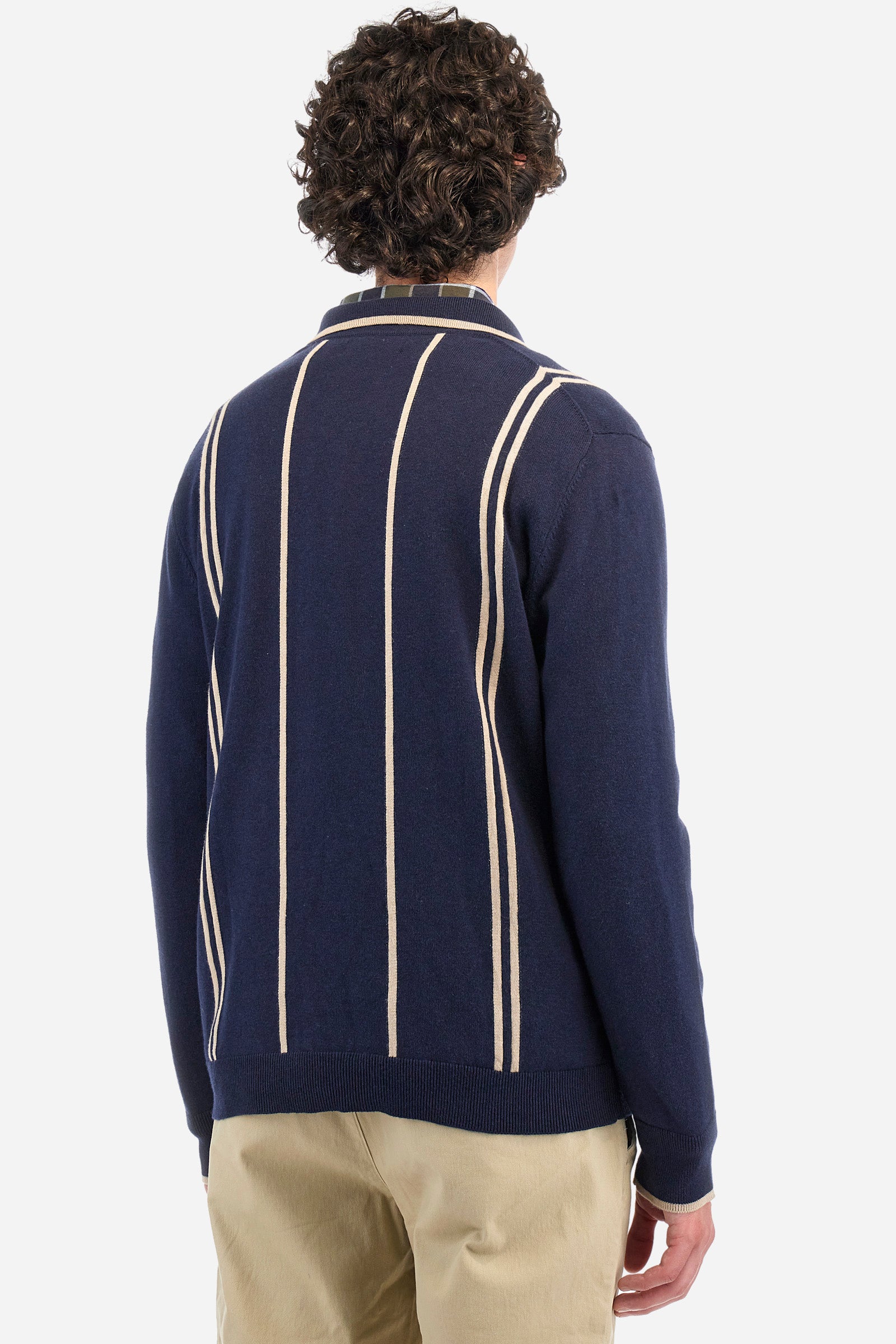 Regular fit polo neck pullover in cotton and cashmere - Zevulun