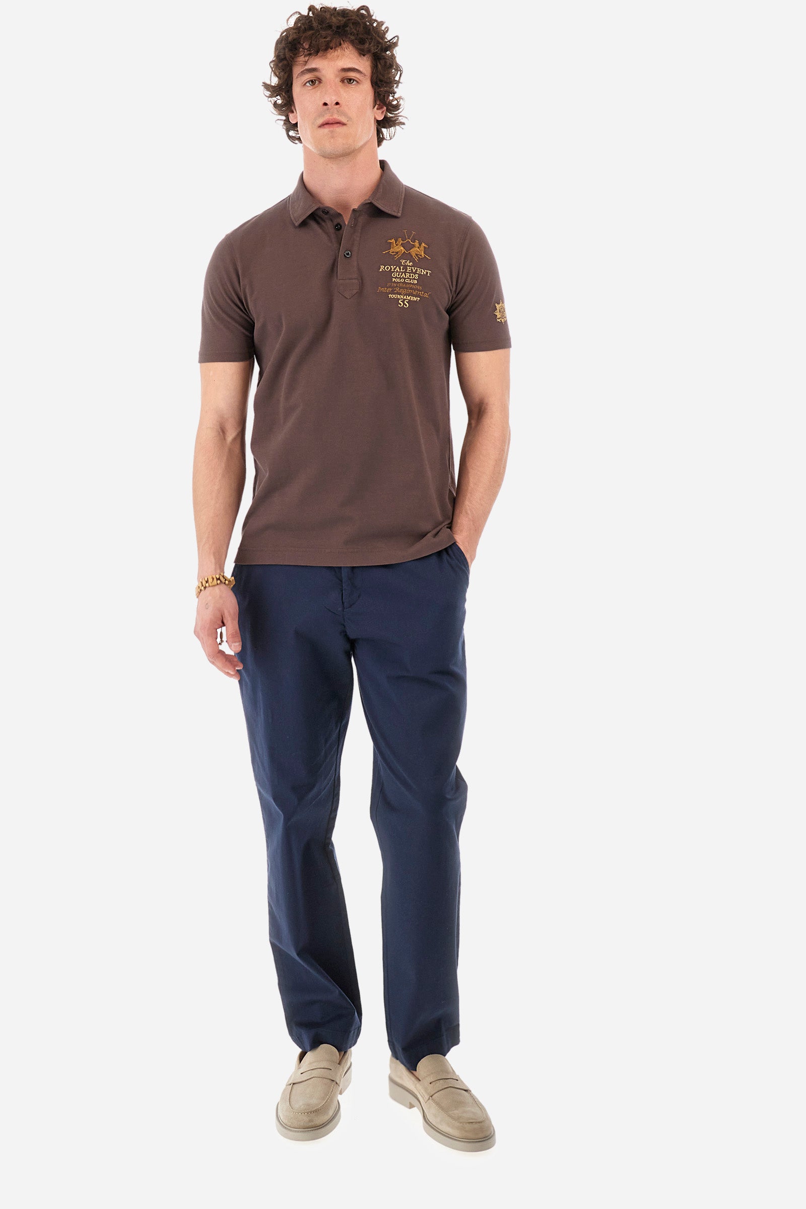 Regular-fit polo shirt in elasticated cotton - Yasmani