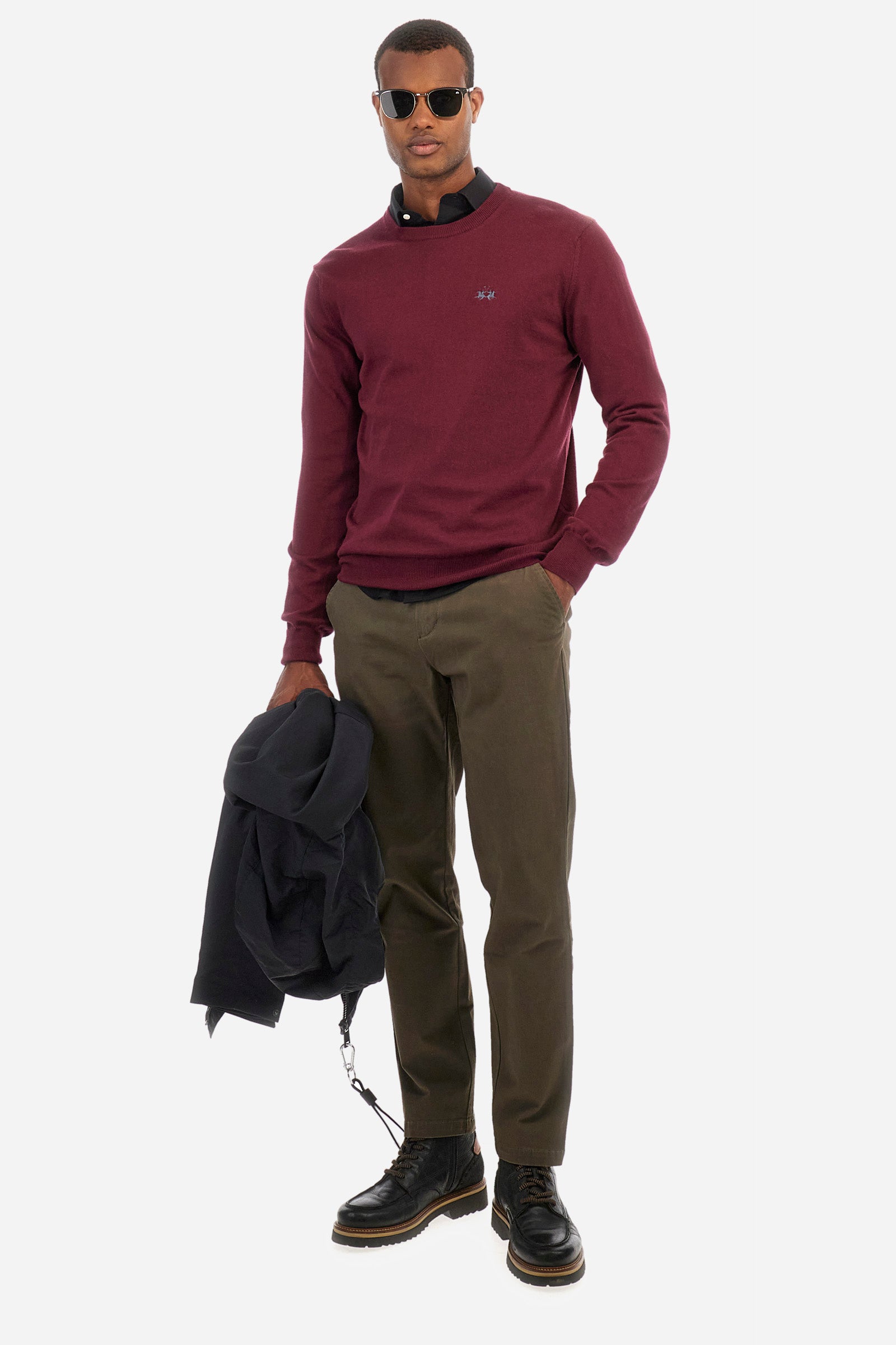 Regular fit pullover in cotton and wool - Zayden