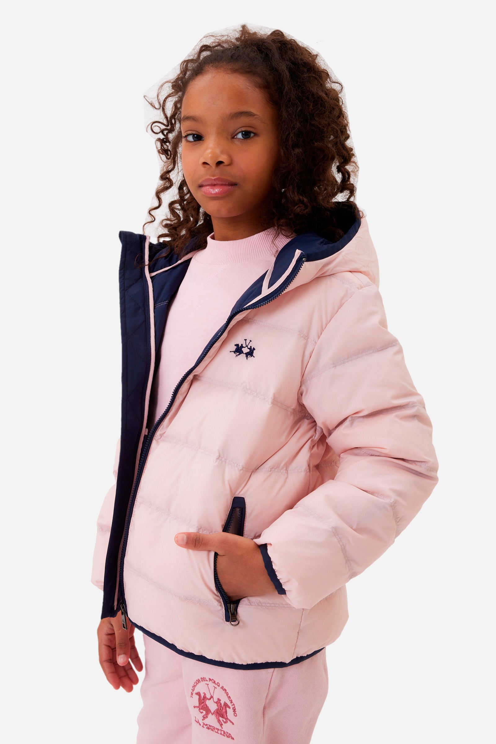 Girl's quilted bomber jacket with hood