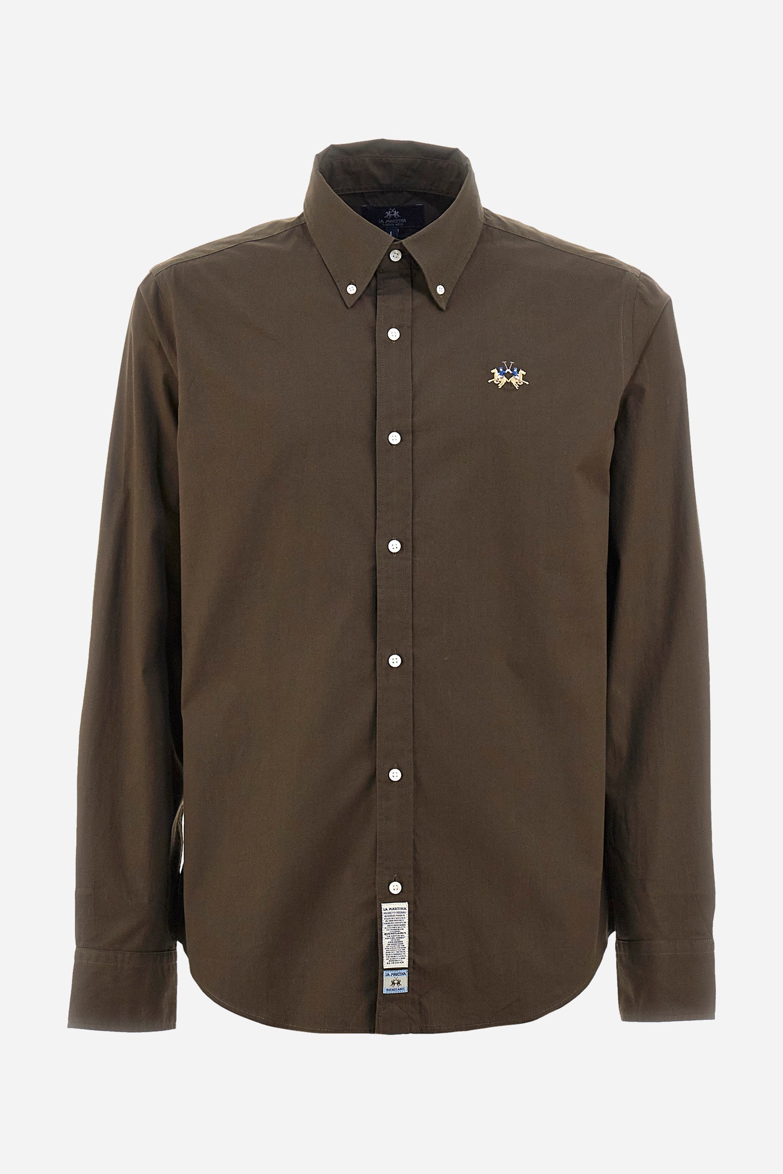 Slim-fit shirt in elasticated cotton - Leon