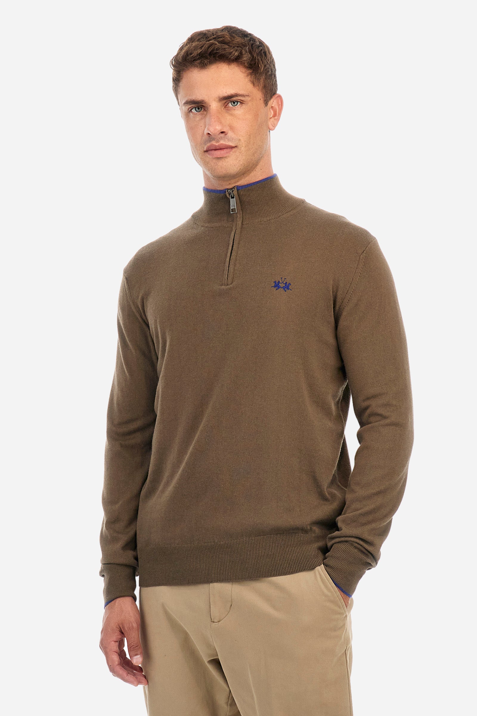 Regular fit pullover in cotton and wool - Zayyir