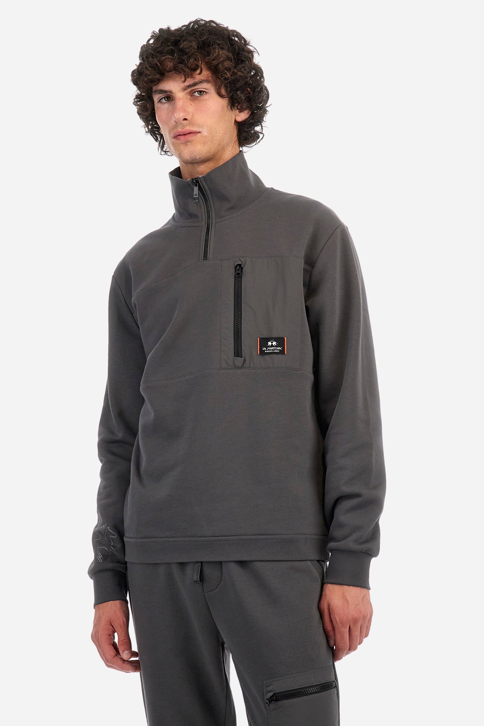 Regular fit cotton blend sweatshirt - Zaki