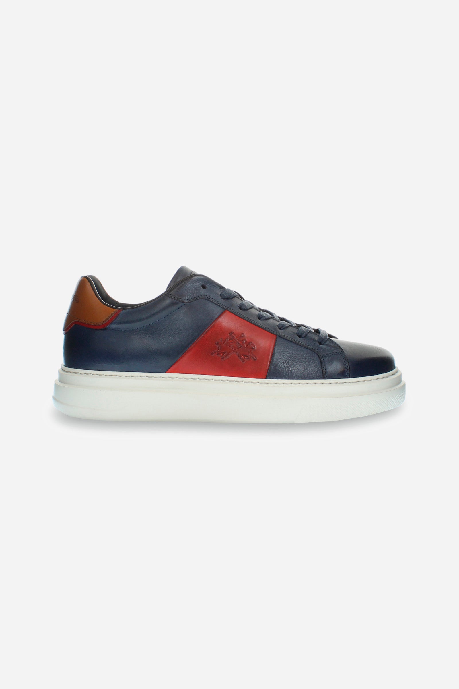 Men's trainer in multi-coloured leather