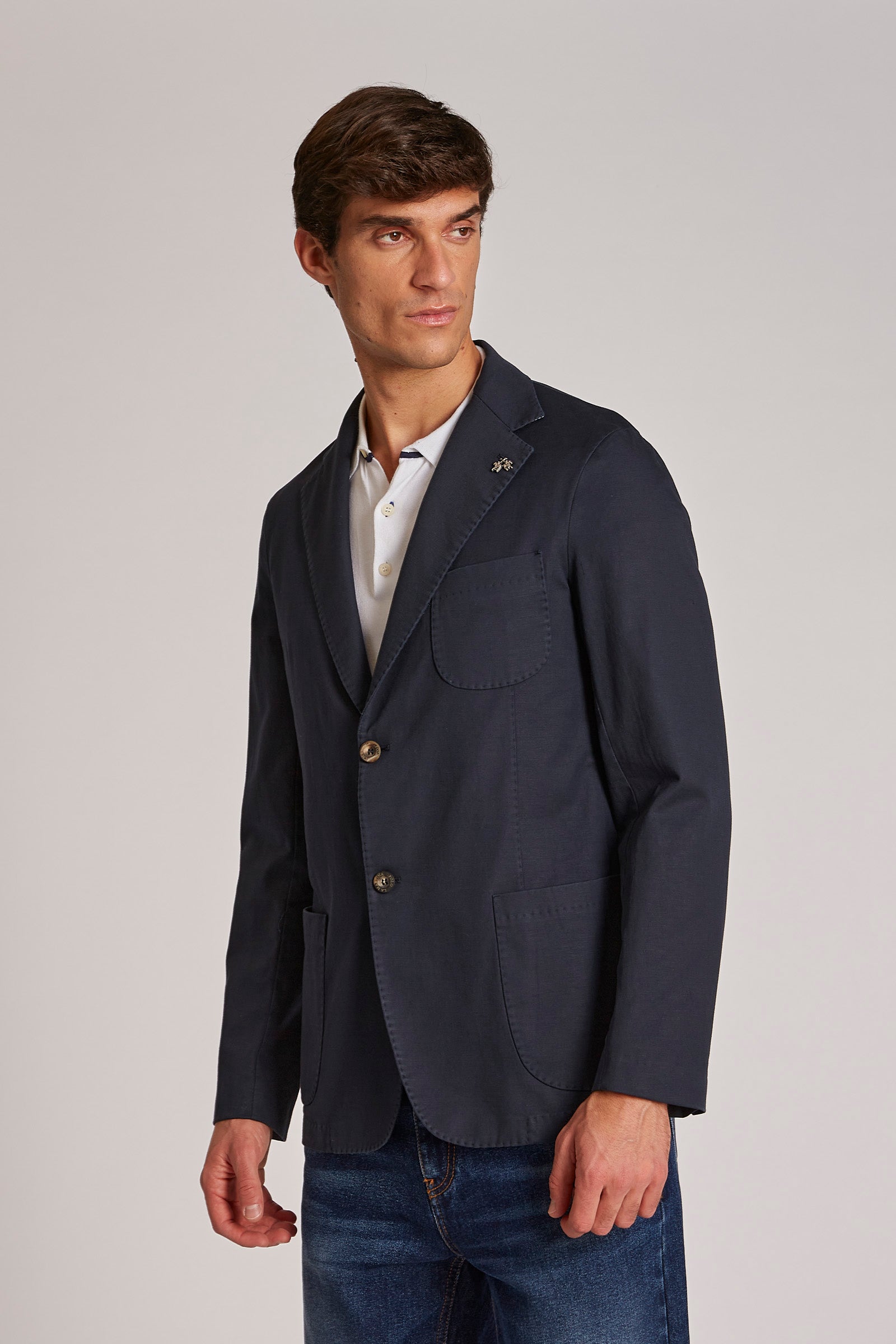 Men's regular-fit cotton and linen-blend blazer jacket