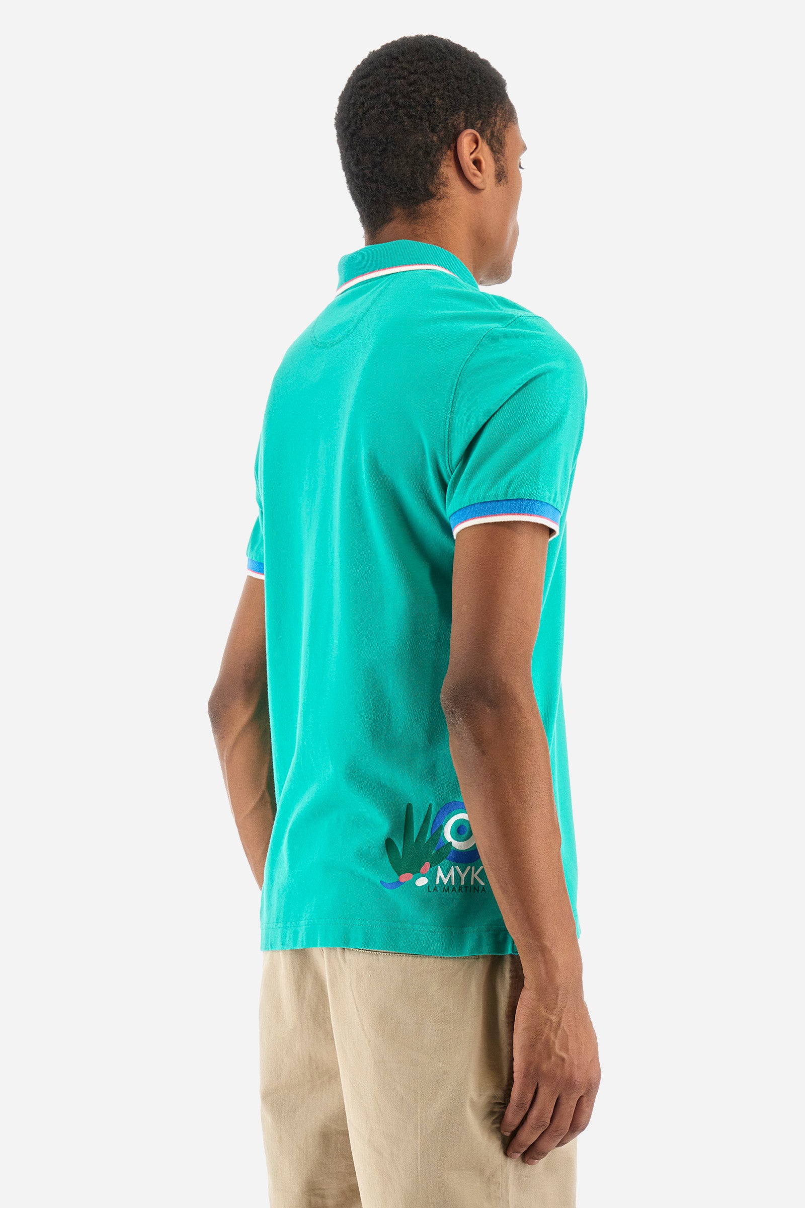 Regular-fit polo shirt in elasticated cotton - Yorath