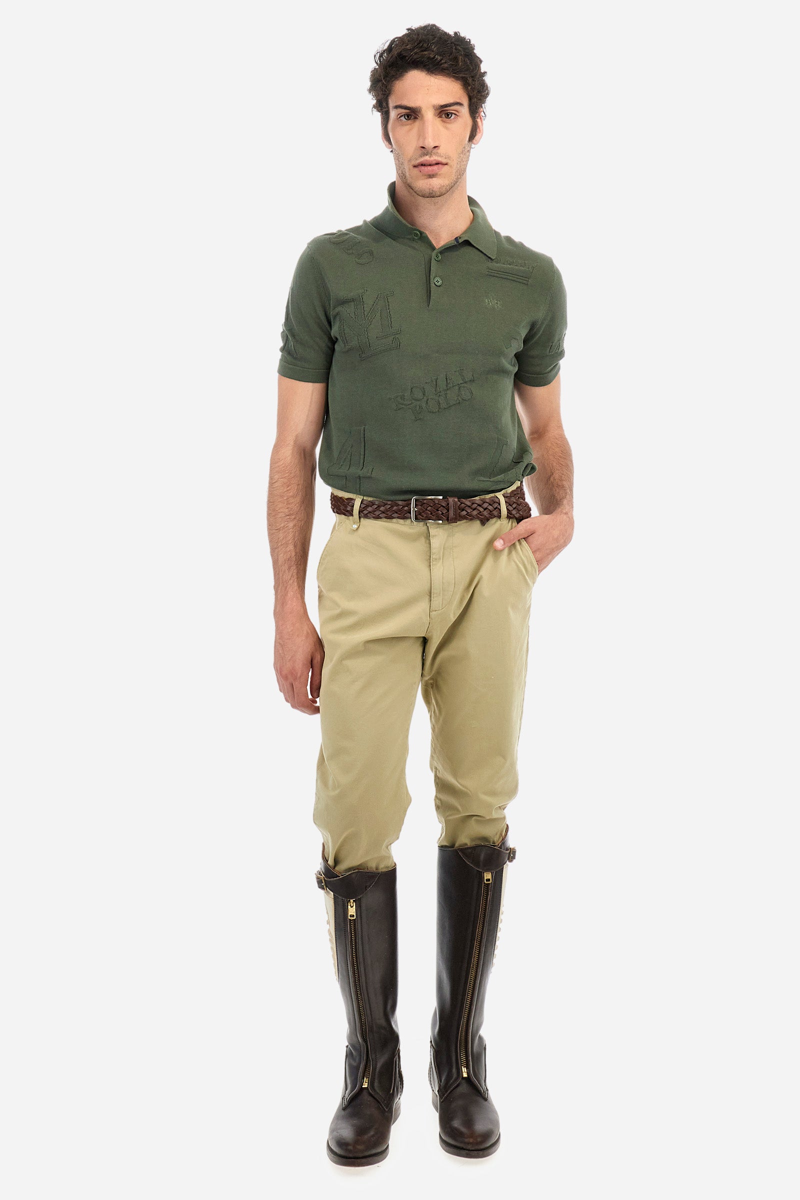 Regular-fit elasticated cotton chino trousers - Siard