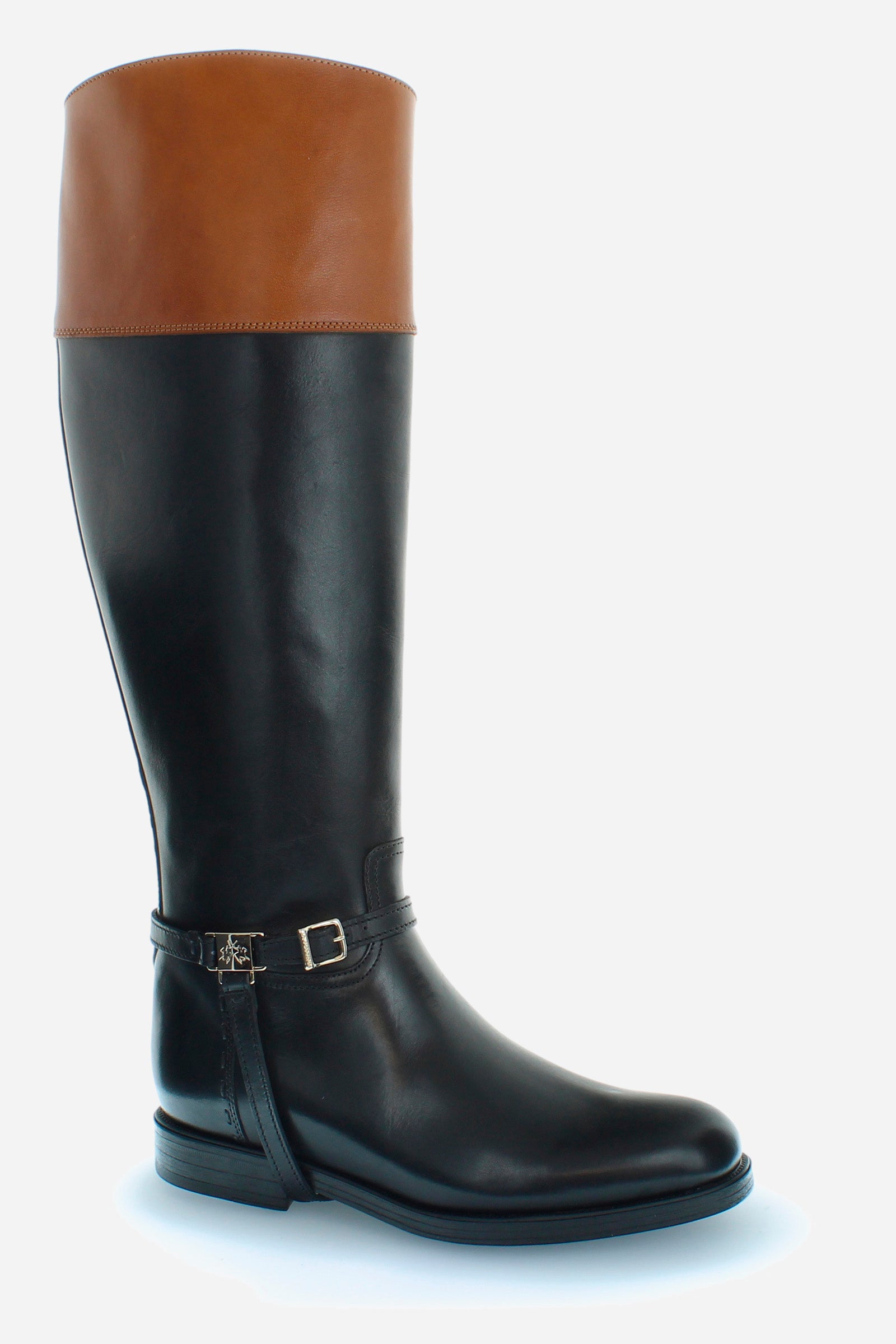 Bottes pour femme en cuir bicolore