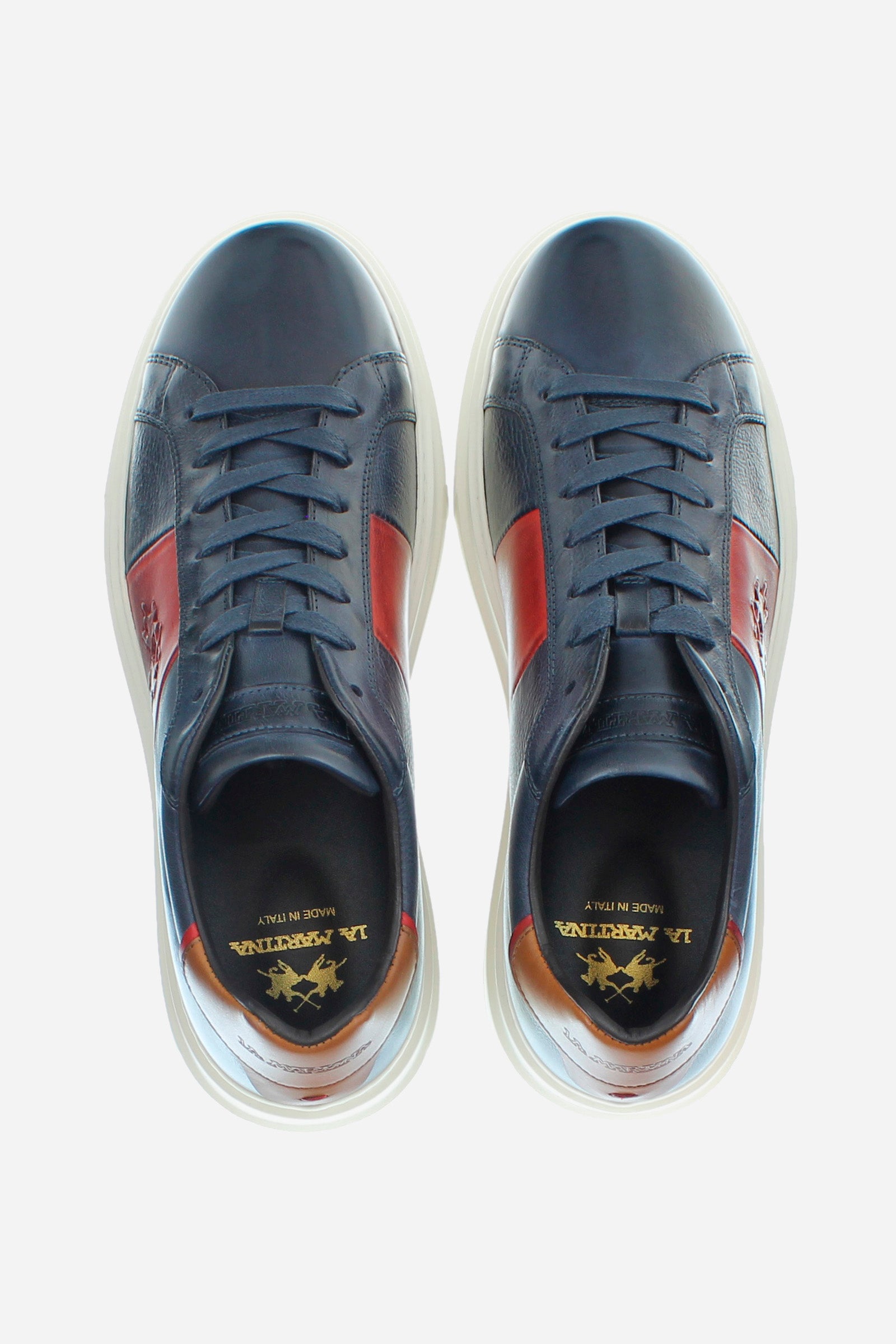 Men's trainer in multi-coloured leather