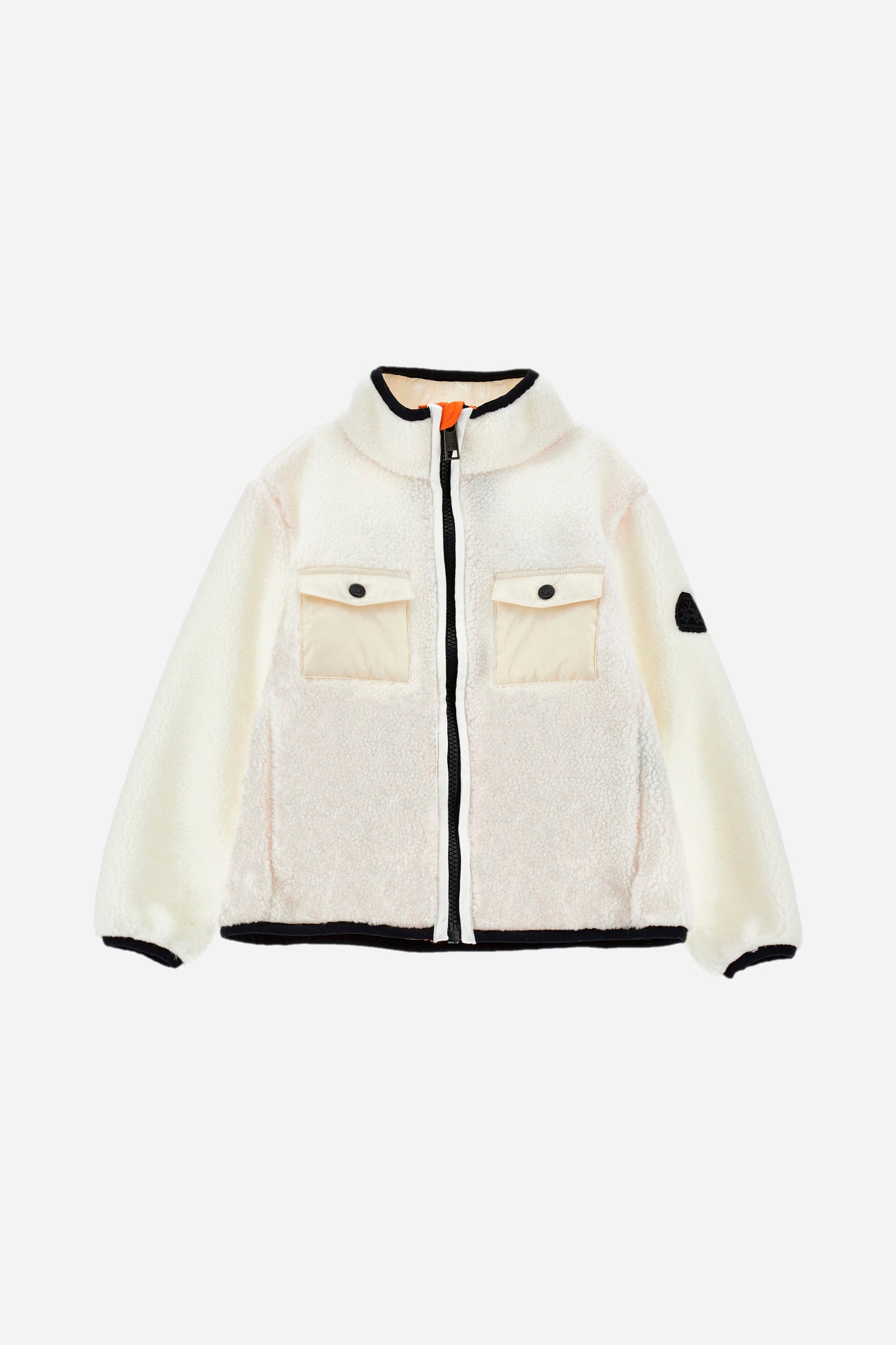 Two-tone plush-effect girls' jacket