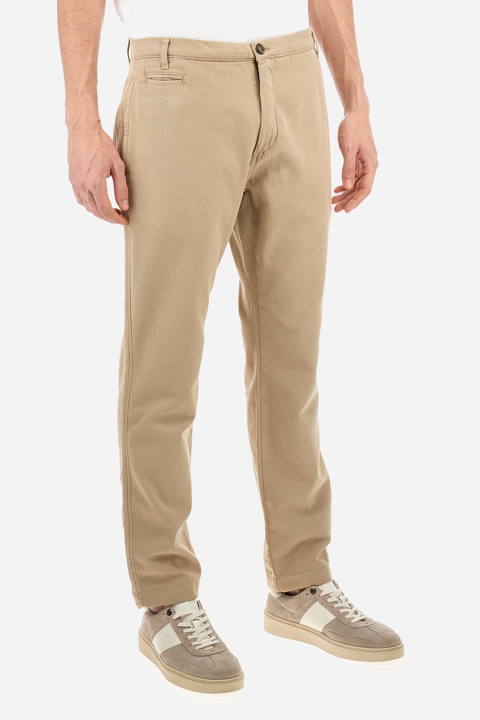 Pantalon chino en coton et lin coupe classique - Yasuhiko