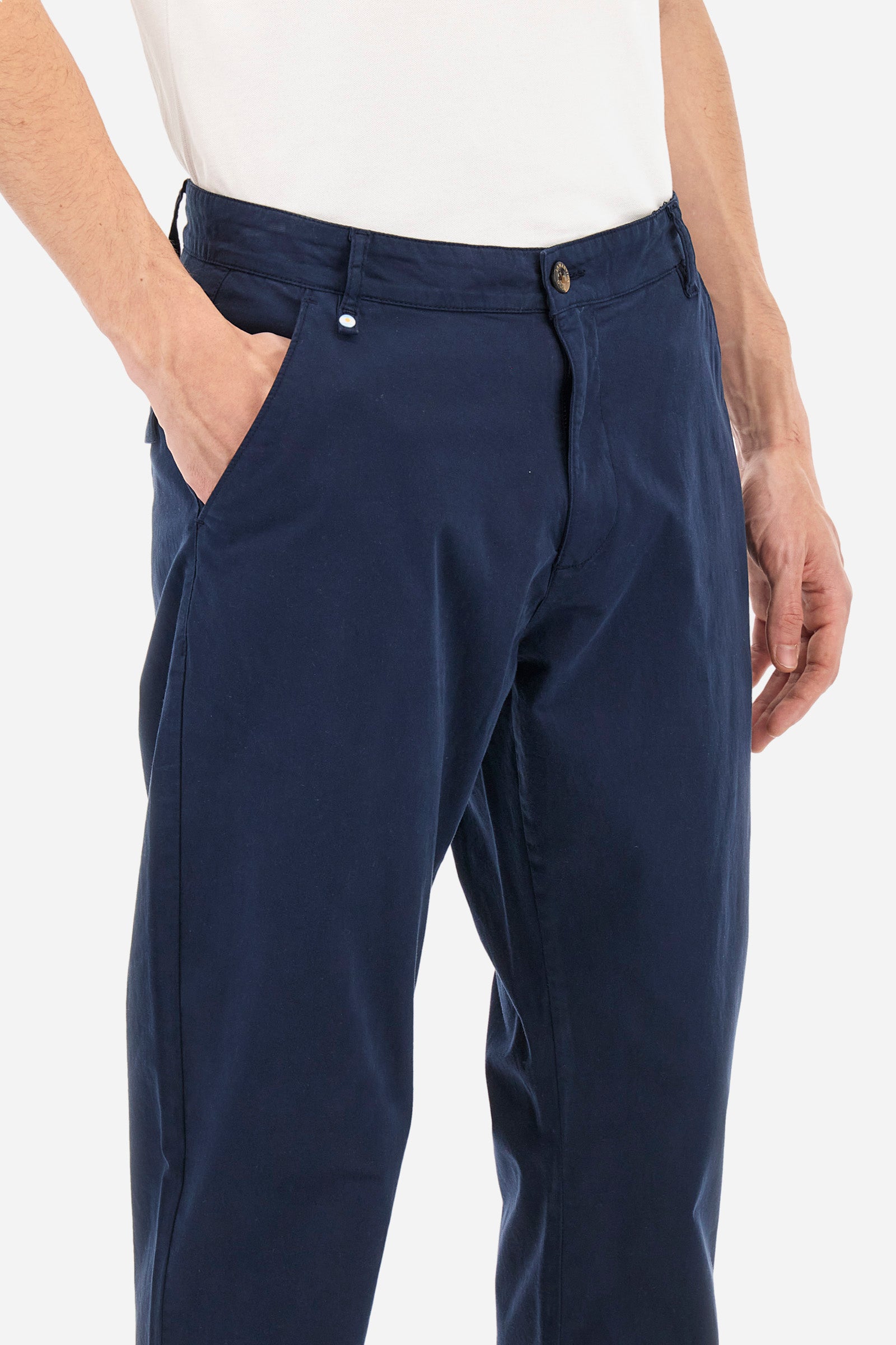 Regular-fit elasticated cotton chino trousers - Siard