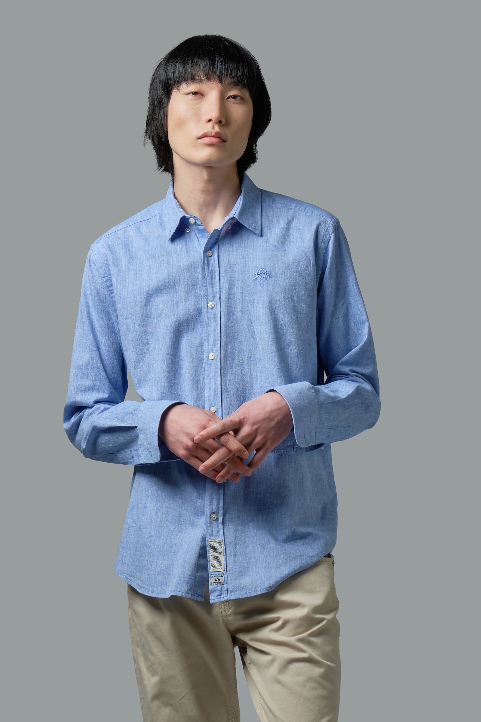 Regular-fit linen-blend shirt