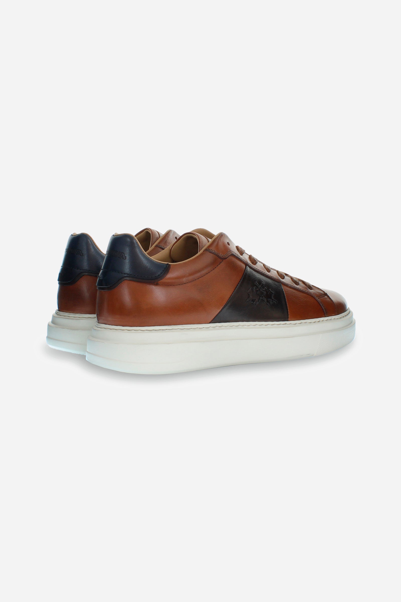 Men's trainer in multi-coloured leather