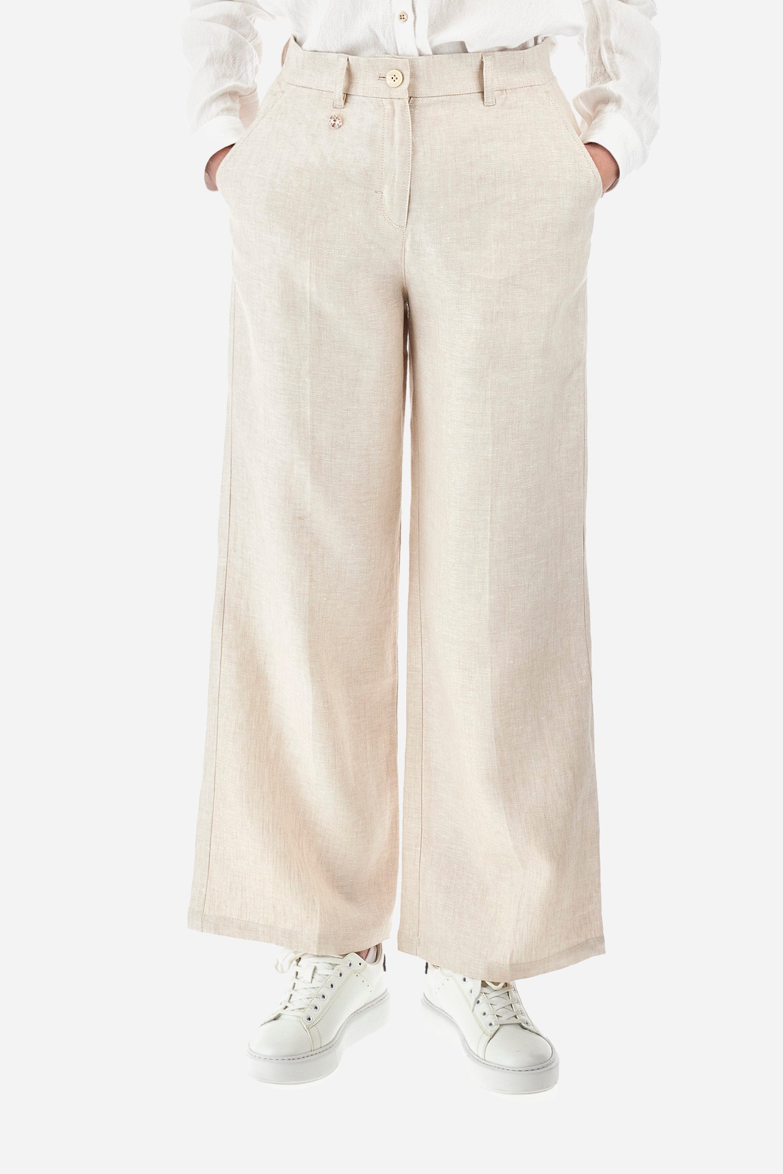 Regular-fit linen palazzo trousers - Yerusha