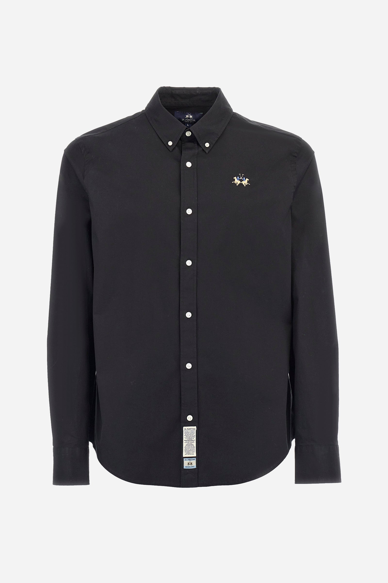 Slim-fit shirt in elasticated cotton - Leon