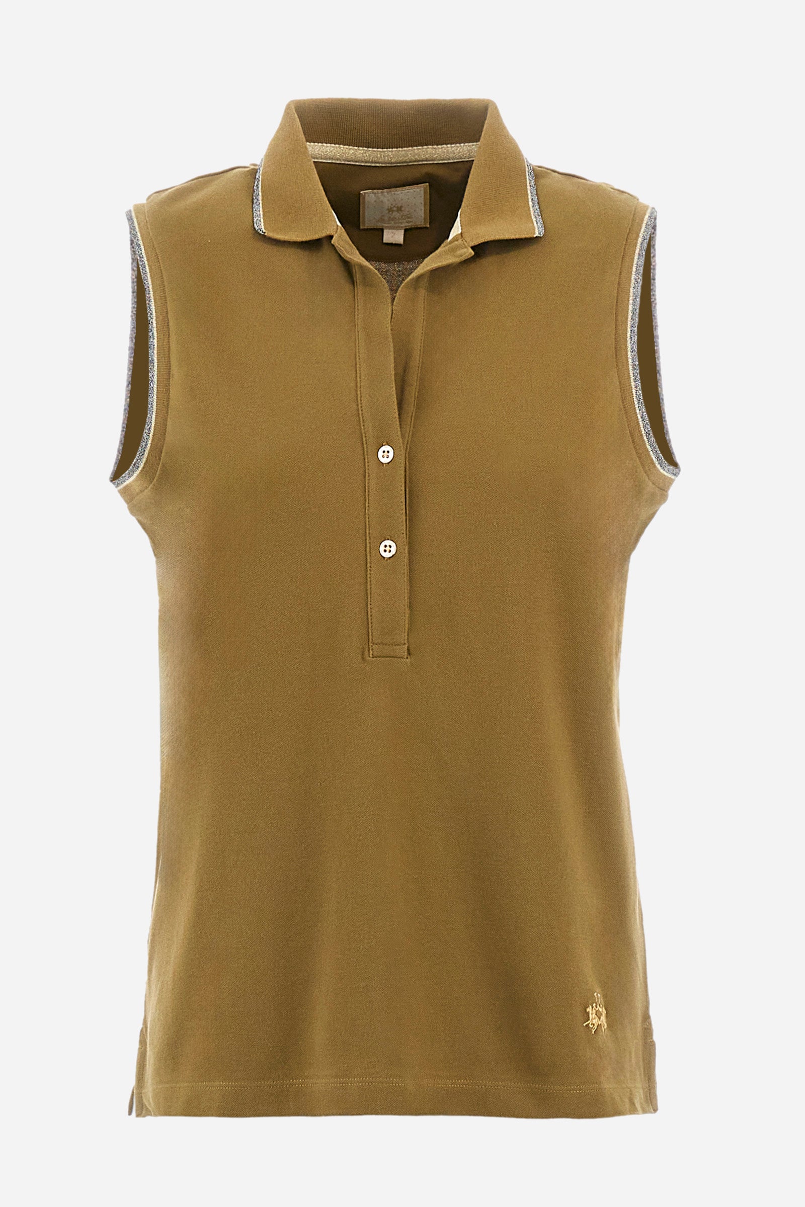 Regular-fit sleeveless polo shirt in elasticated cotton - Yessenia