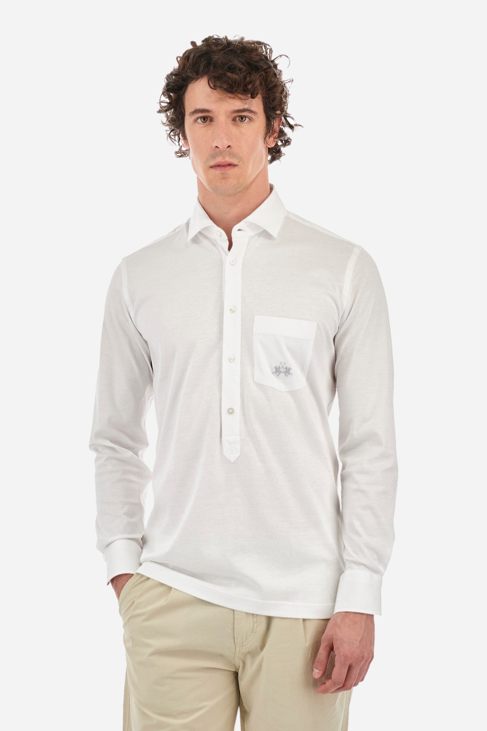 Men's custom fit long sleeve jersey cotton shirt - Varden