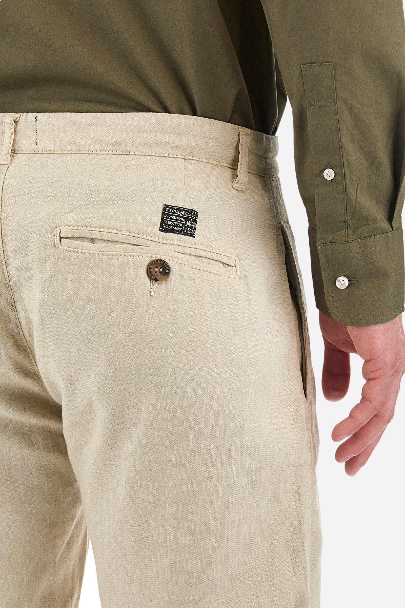 Regular-fit trousers in cotton and linen - Yasuhiko